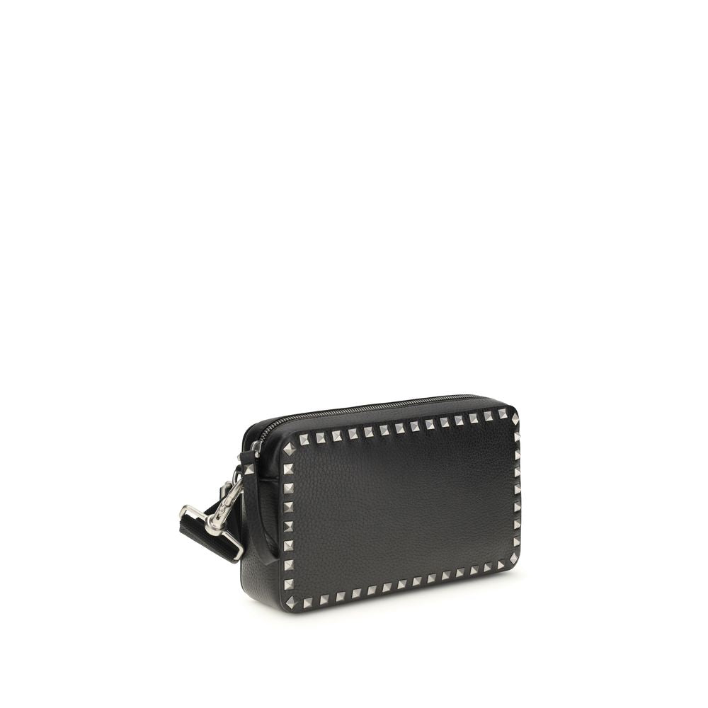Valentino Garavani Black Calf Leather Bos Taurus Shoulder Bag Curated Luxury Accessories by Orvyn