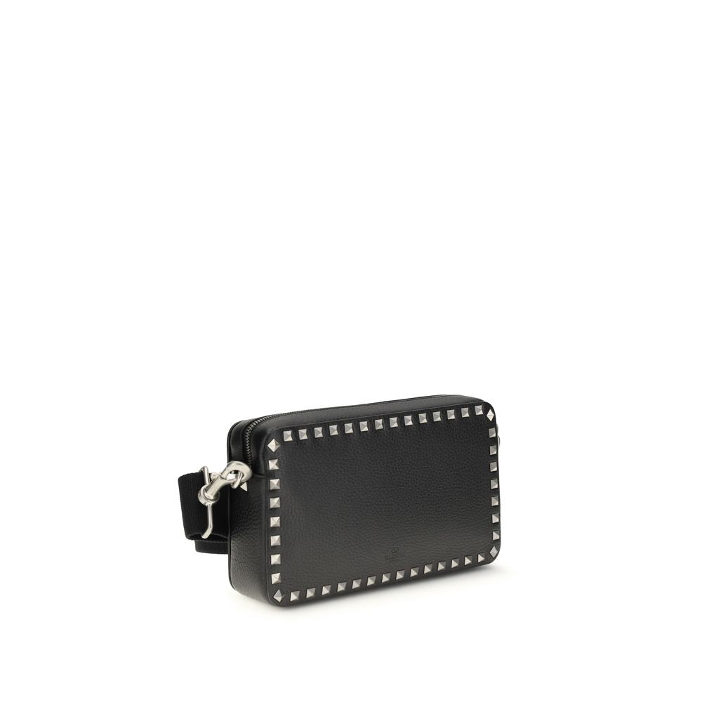 Valentino Garavani Black Calf Leather Bos Taurus Shoulder Bag Curated Luxury Accessories by Orvyn