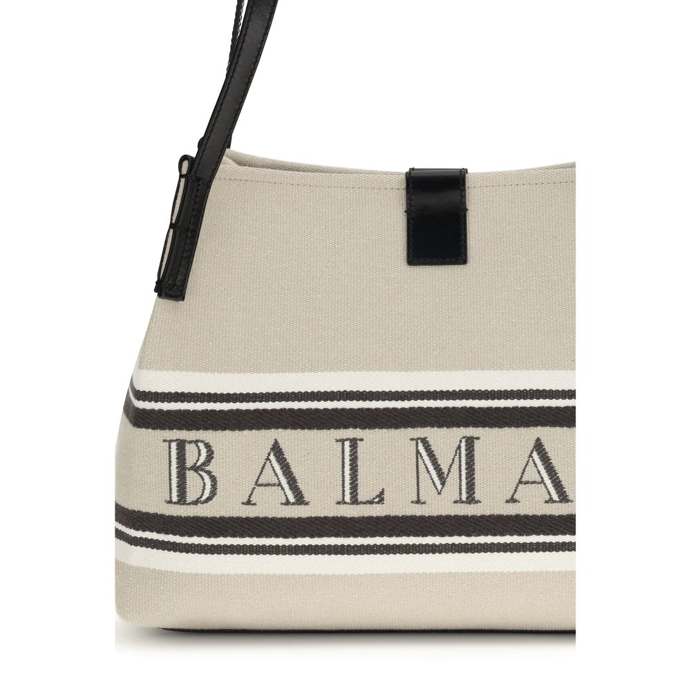 Balmain Beige Cotton Shoulder Bag Bags