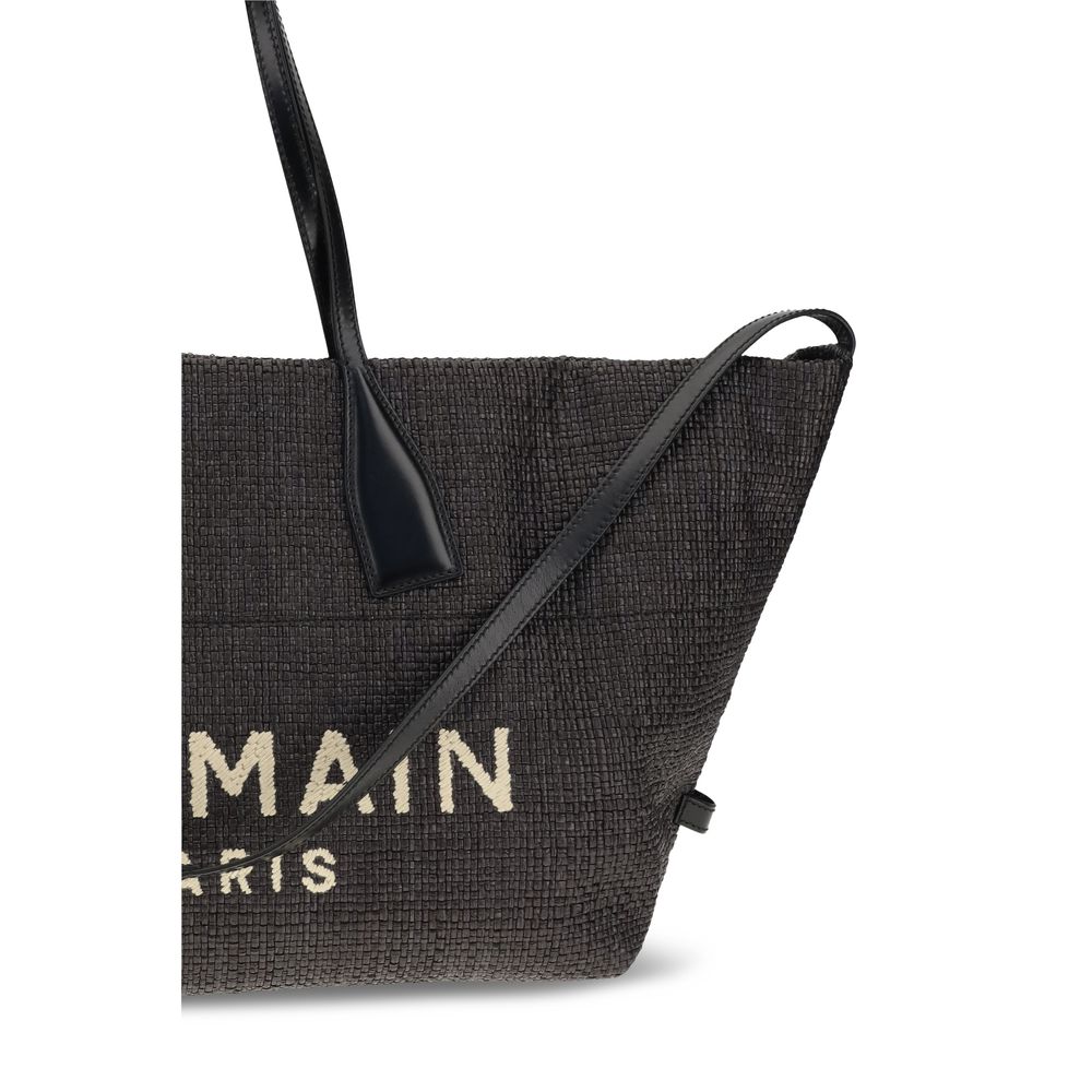 Balmain Black Raffia Shoulder Bag Bags schwarz