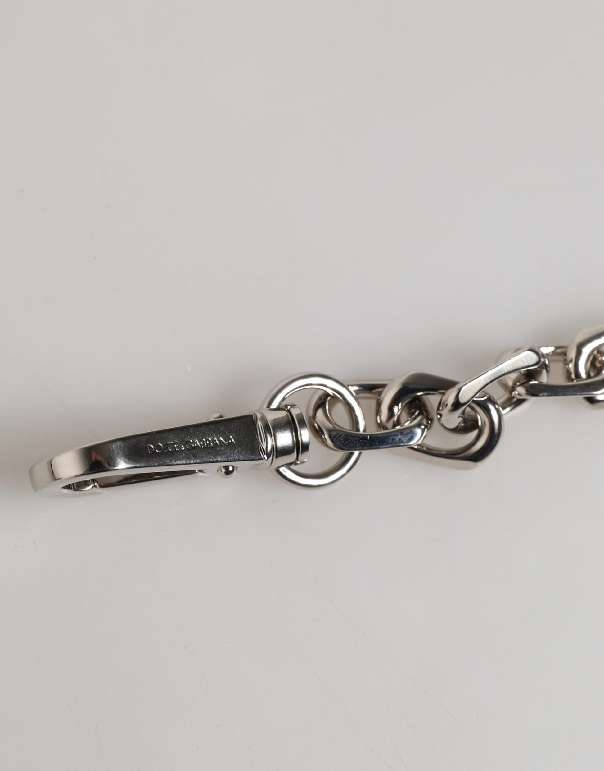Dolce & Gabbana Silver Tone Chain Lobster Clasp Logo Gray Pearls Bracelet Curated Luxury Accessories by Orvyn