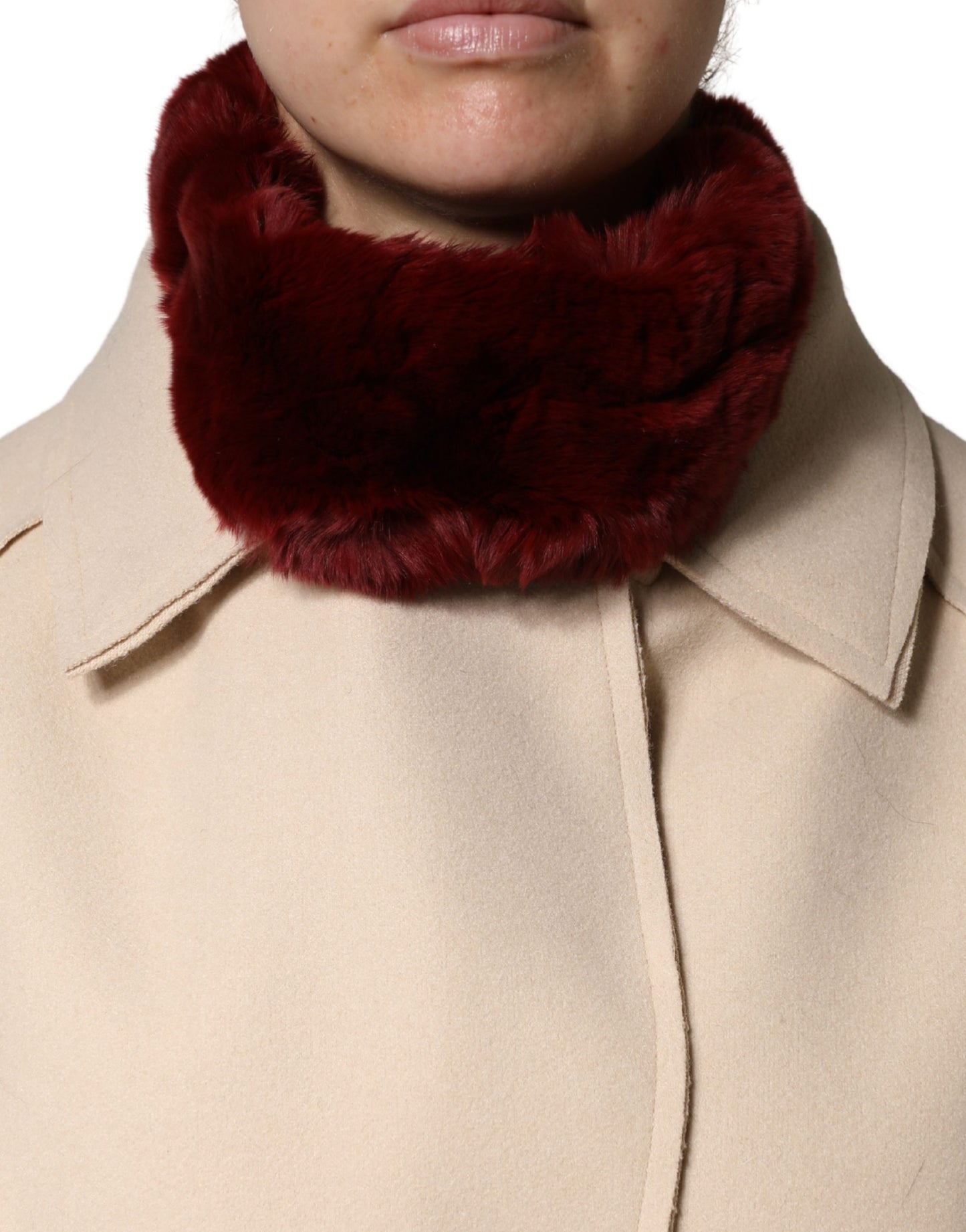 Dolce & Gabbana Red Lamb Fur Collar Women Neck Wrap 50cm x 8cm Scarf Curated Luxury Accessories by Orvyn