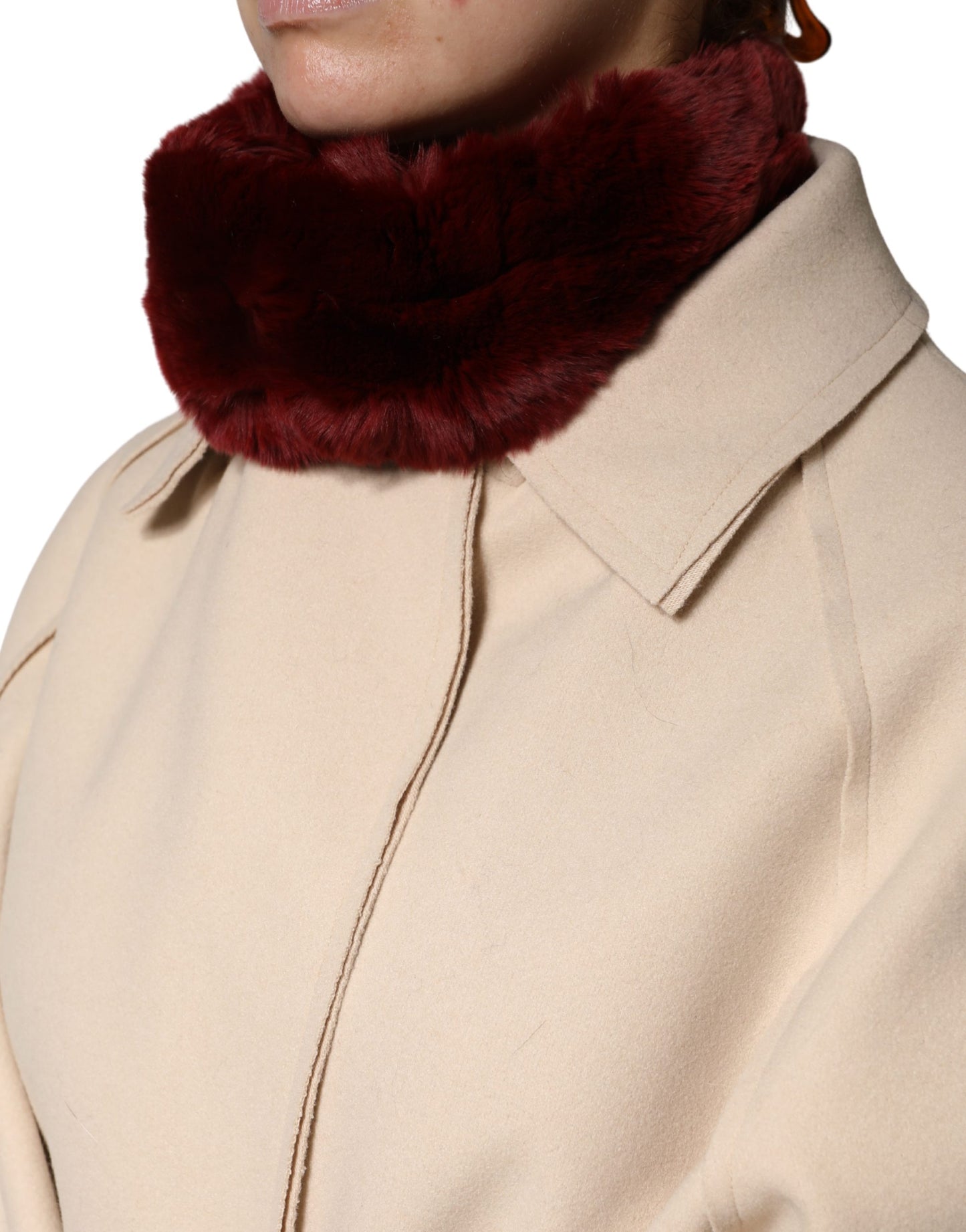 Dolce & Gabbana Red Lamb Fur Collar Women Neck Wrap 50cm x 8cm Scarf Curated Luxury Accessories by Orvyn