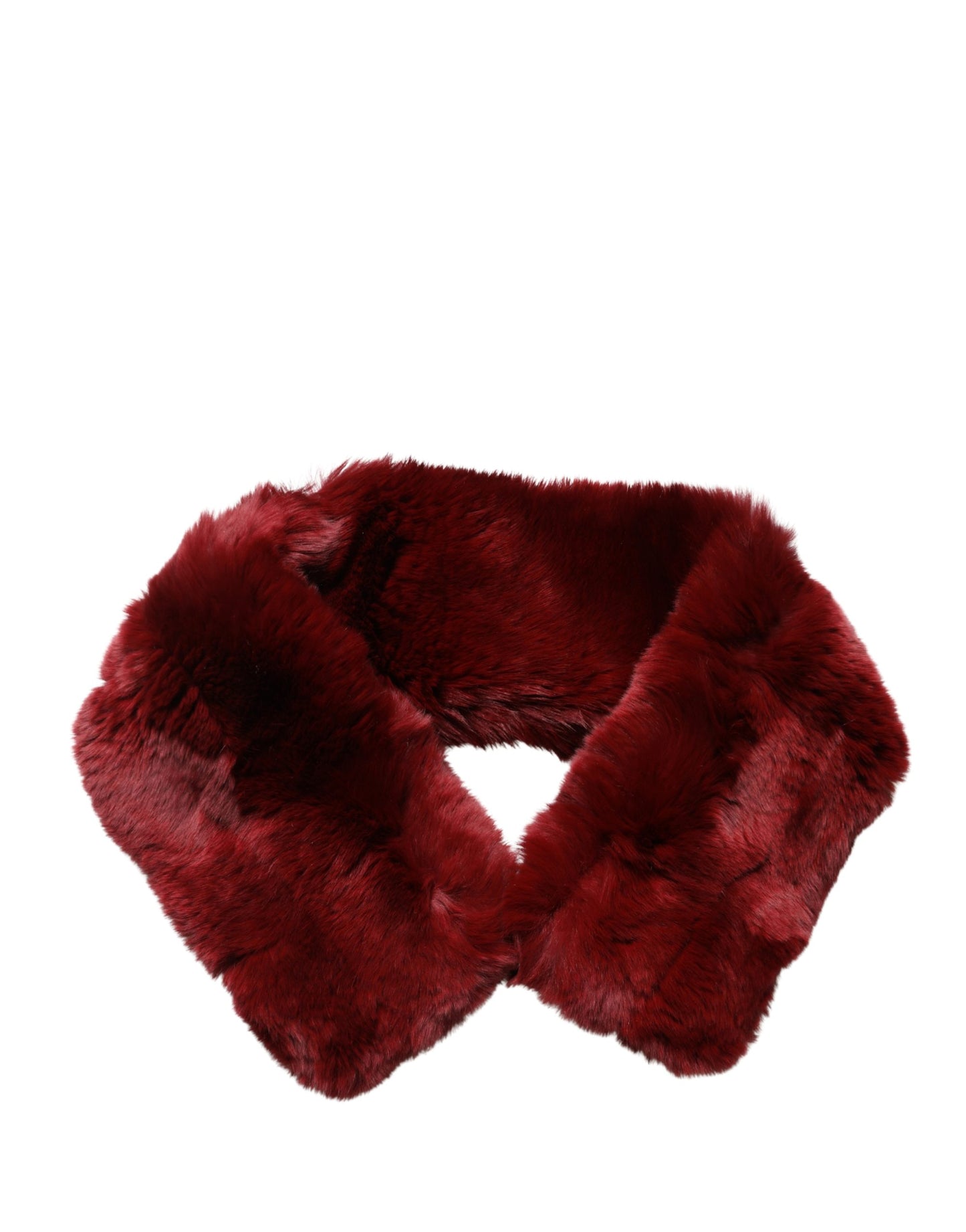 Dolce & Gabbana Red Lamb Fur Collar Women Neck Wrap 50cm x 8cm Scarf Curated Luxury Accessories by Orvyn