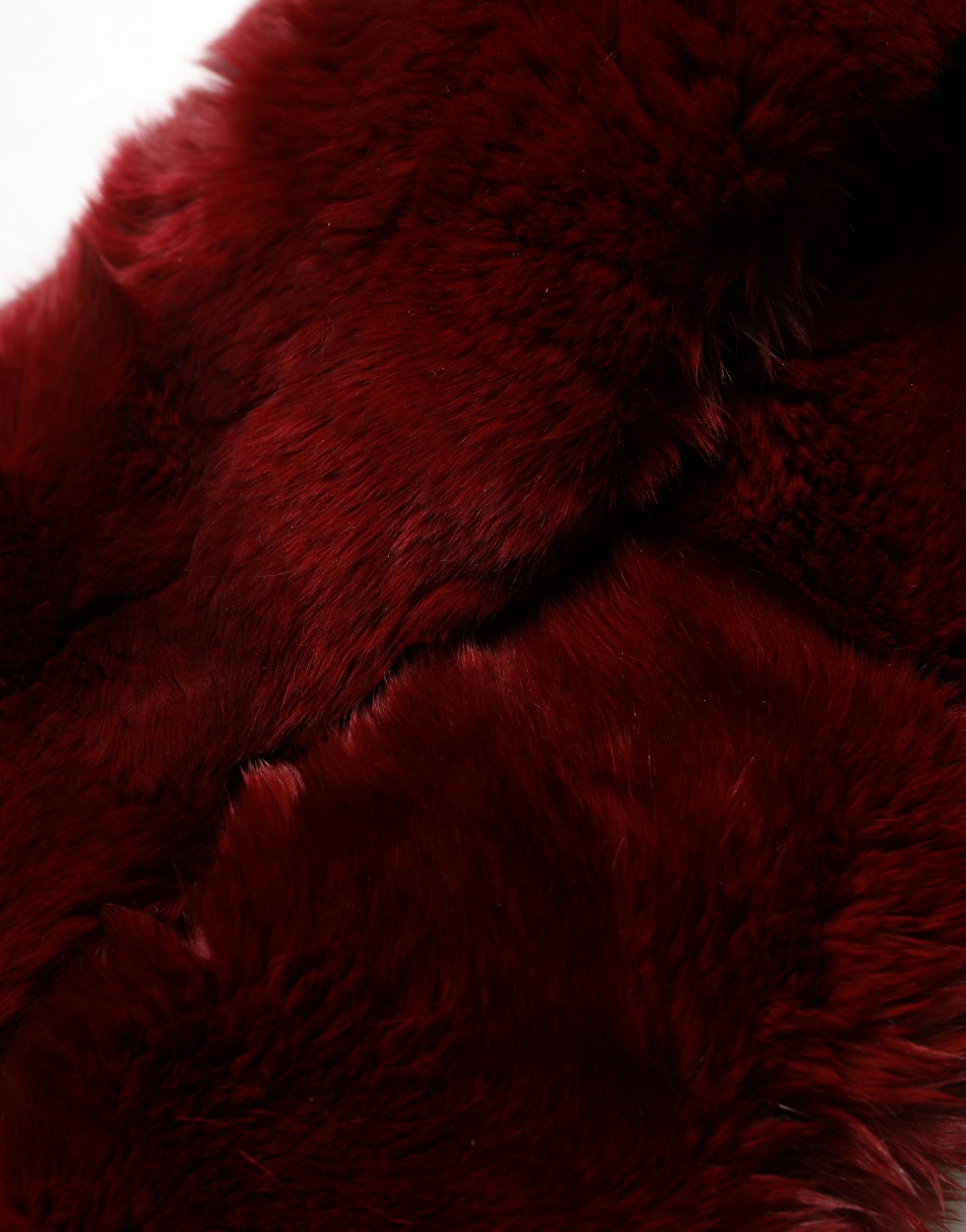 Dolce & Gabbana Red Lamb Fur Collar Women Neck Wrap 50cm x 8cm Scarf Curated Luxury Accessories by Orvyn