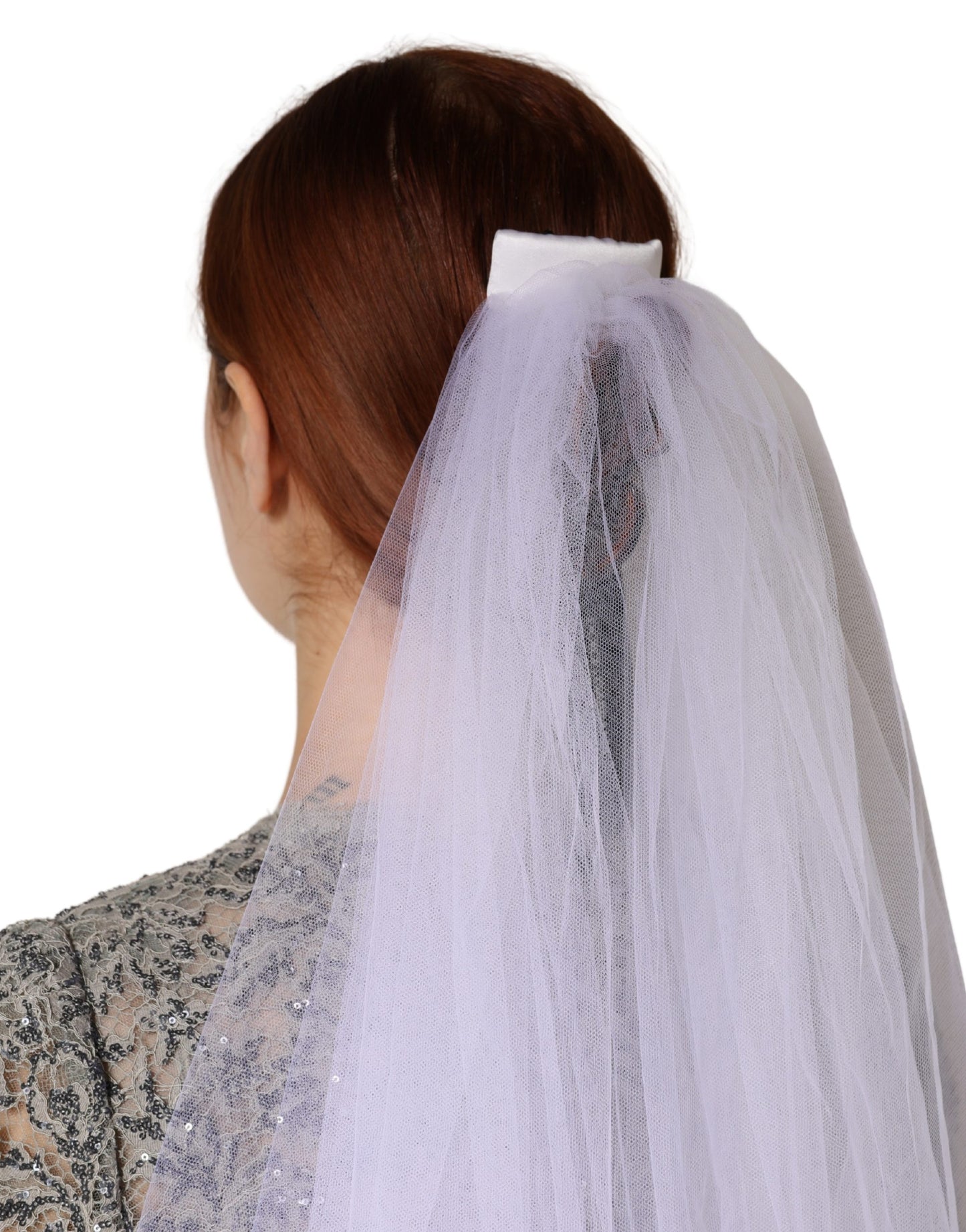Dolce & Gabbana White Floral LaceNylon Floor Length 3M Long Veil Curated Luxury Accessories by Orvyn