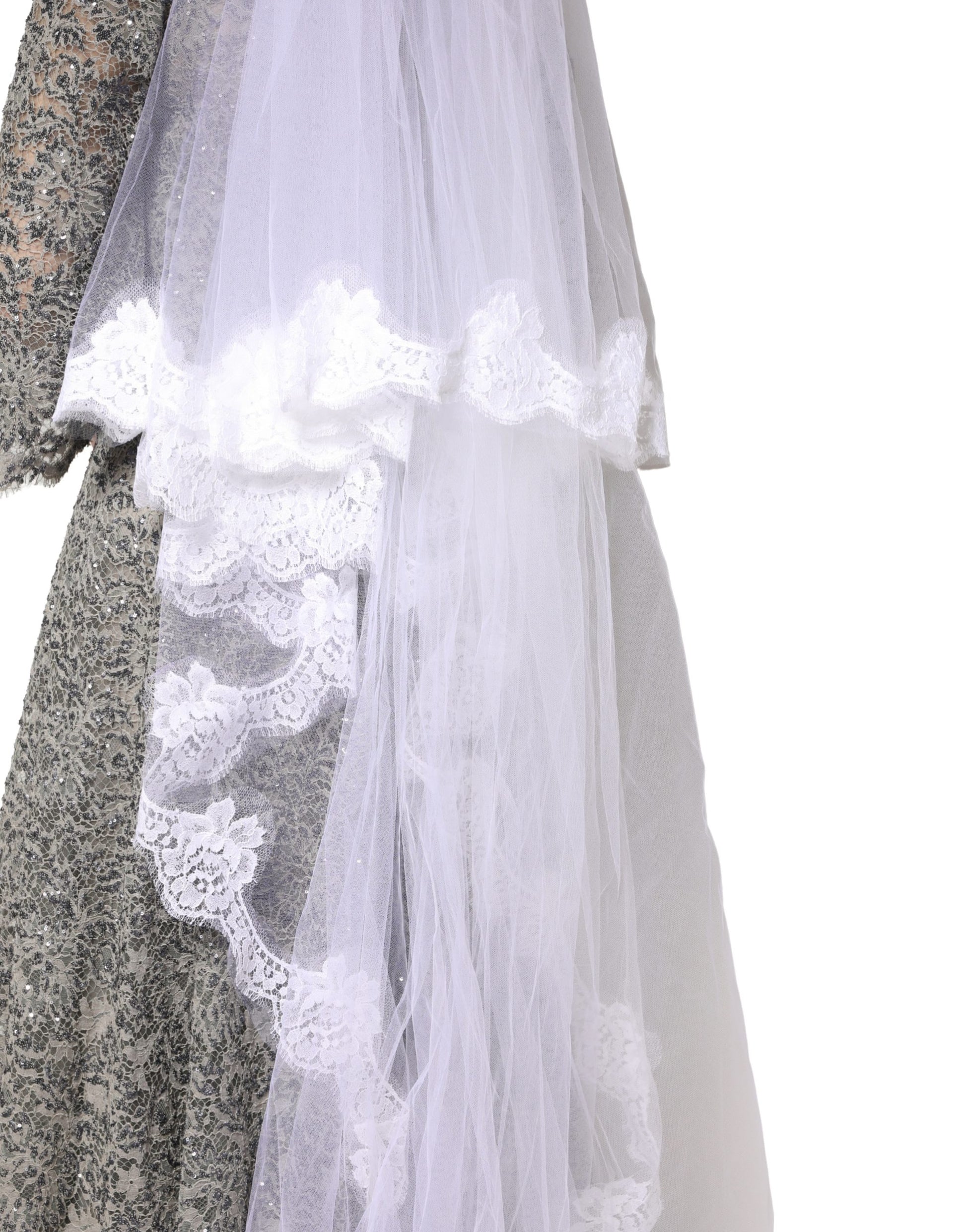 Dolce & Gabbana White Floral LaceNylon Floor Length 3M Long Veil Curated Luxury Accessories by Orvyn
