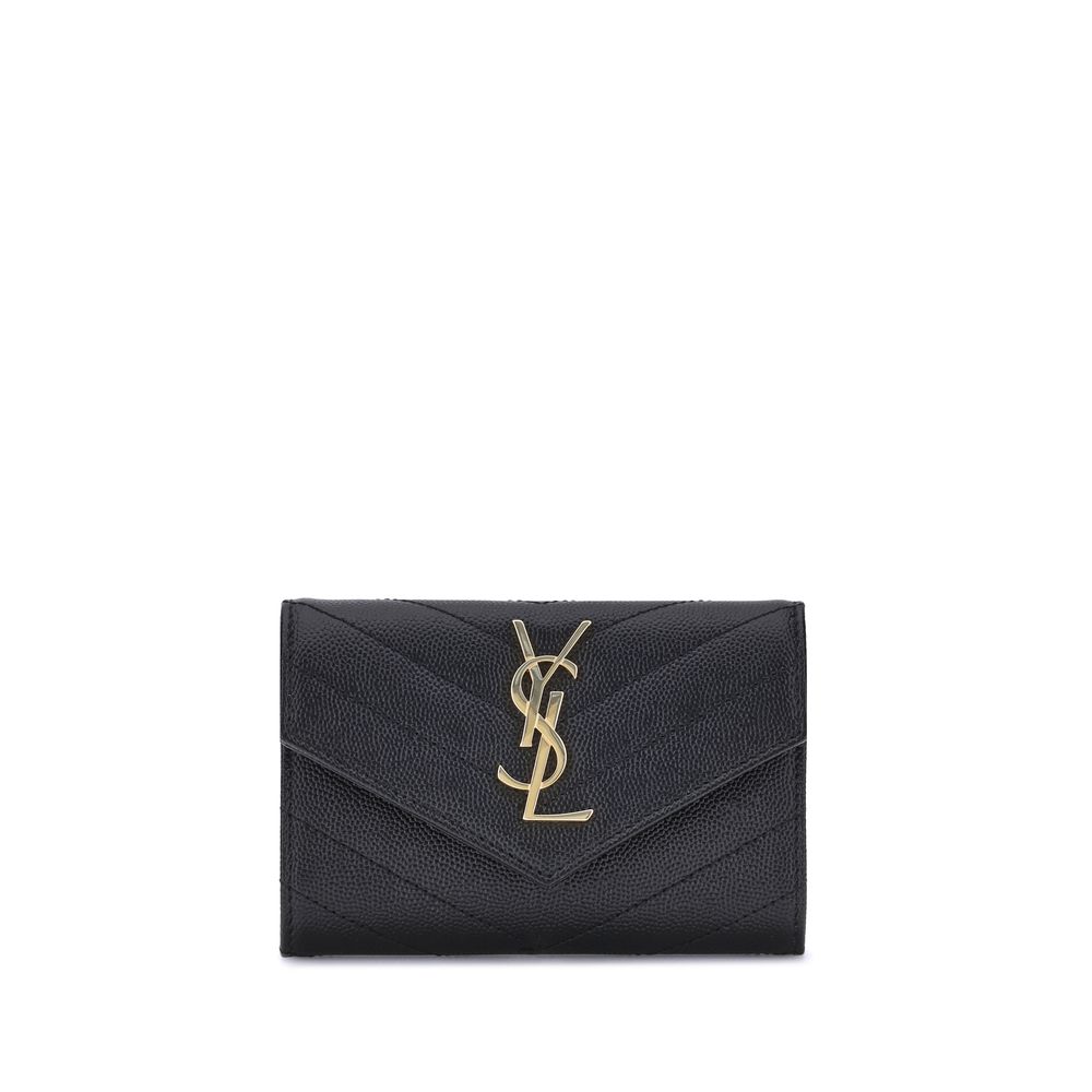 Saint Laurent Black Calf Leather Bos Taurus Wallet Curated Luxury Accessories by Orvyn