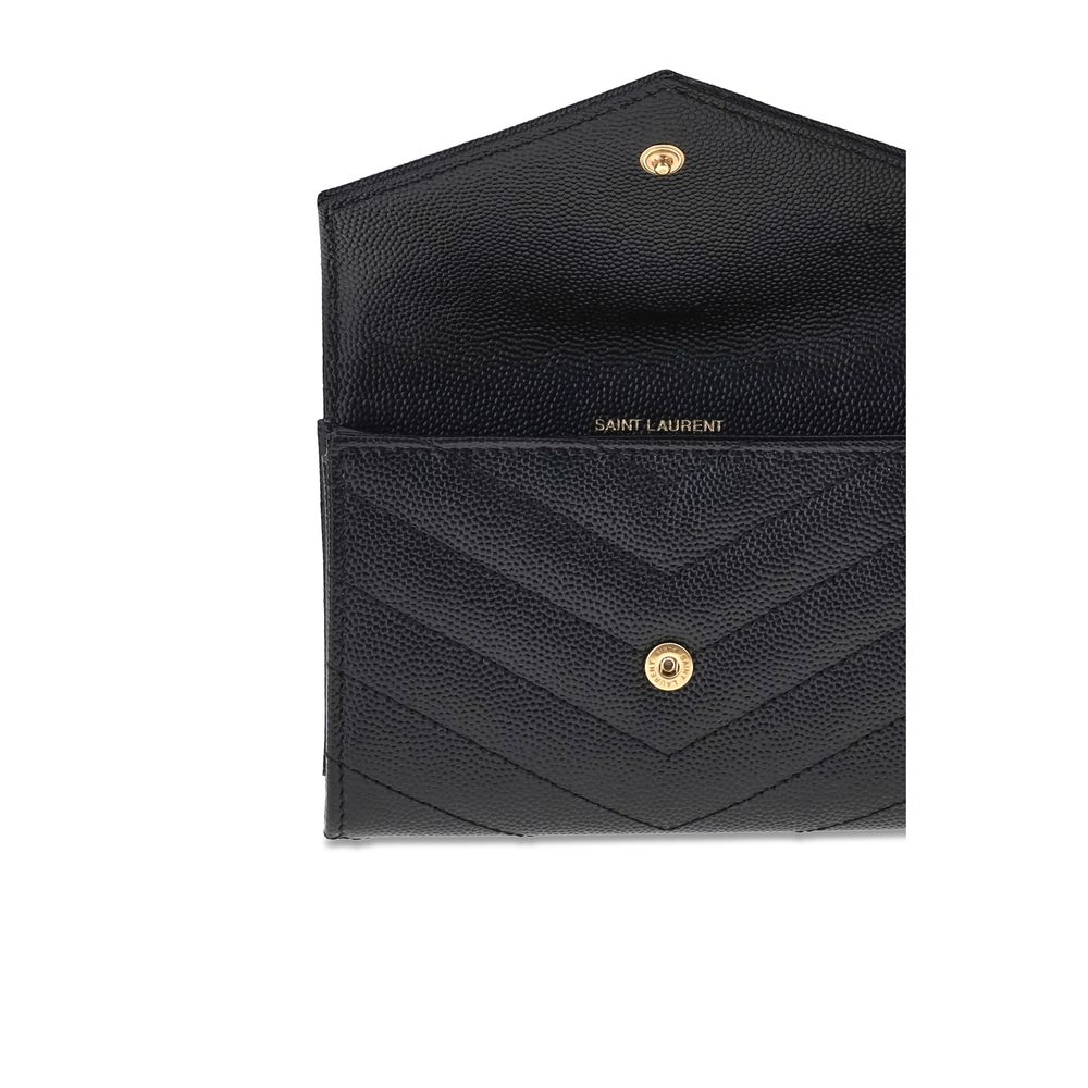 Saint Laurent Black Calf Leather Bos Taurus Wallet Curated Luxury Accessories by Orvyn