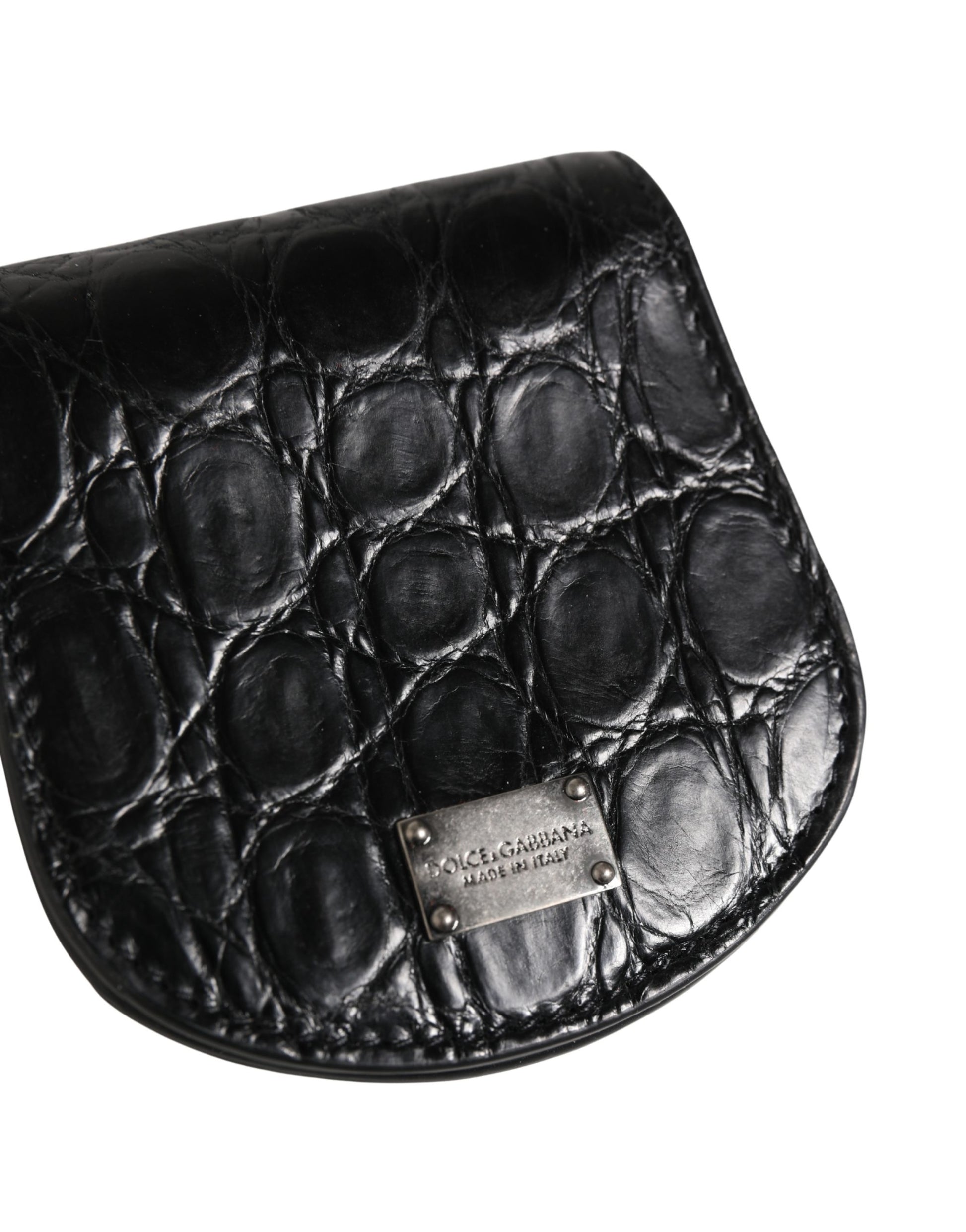 Dolce & Gabbana Black Exotic Skin Condom Case Holder Pocket Wallet Curated Luxury Accessories by Orvyn