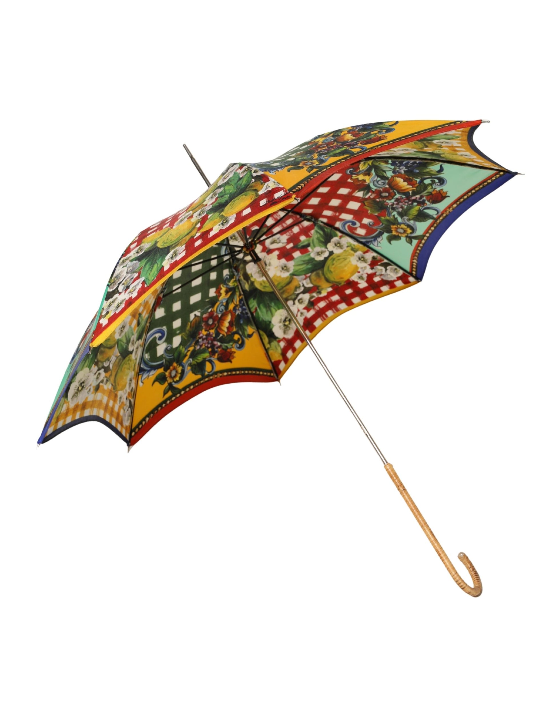 Dolce & Gabbana Multicolor Carretto Siciliano Print Collapsible Umbrella Curated Luxury Accessories by Orvyn