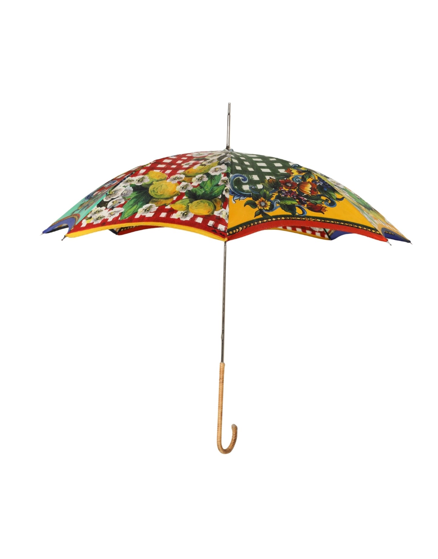 Dolce & Gabbana Multicolor Carretto Siciliano Print Collapsible Umbrella Curated Luxury Accessories by Orvyn
