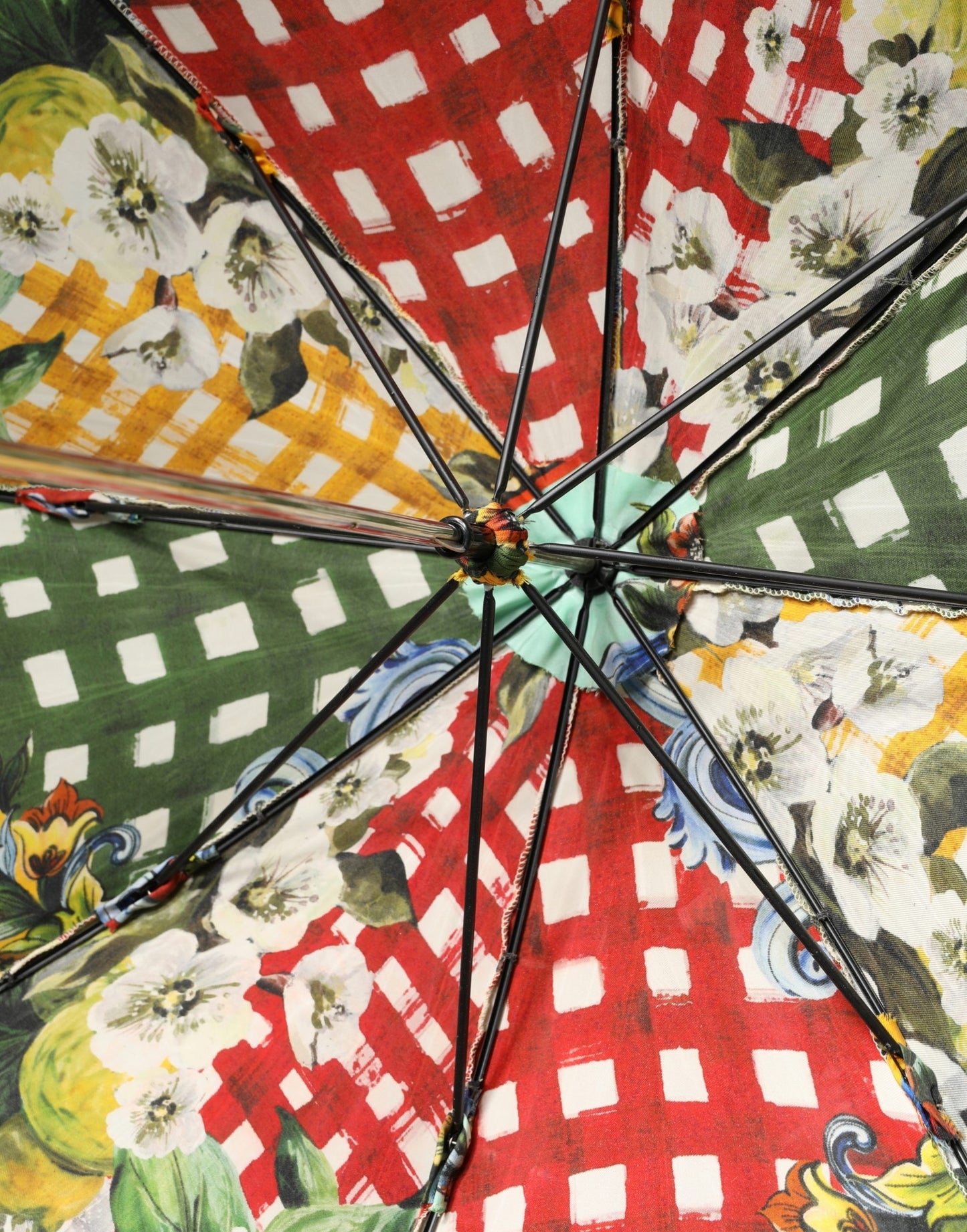 Dolce & Gabbana Multicolor Carretto Siciliano Print Collapsible Umbrella Curated Luxury Accessories by Orvyn