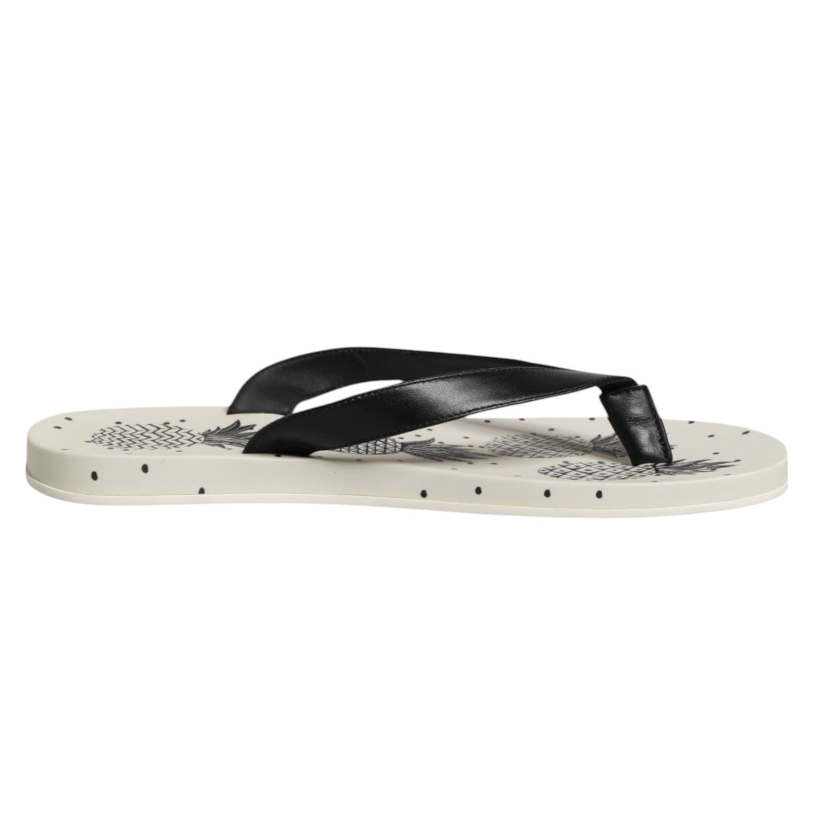 Dolce & Gabbana White Pineapple Print Slides Flip Flops Shoes Curated Luxury Accessories by Orvyn