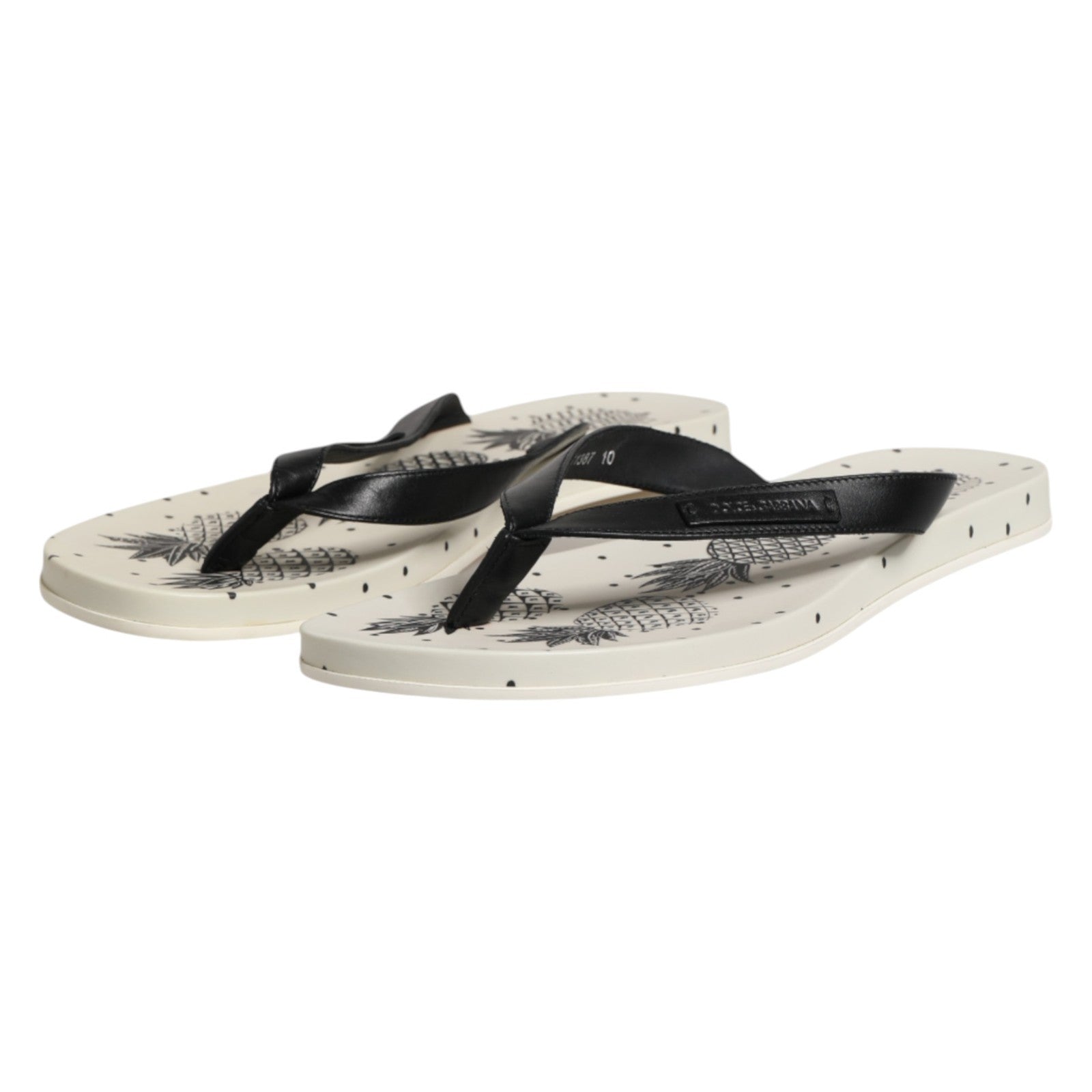 Dolce & Gabbana White Pineapple Print Slides Flip Flops Shoes Curated Luxury Accessories by Orvyn