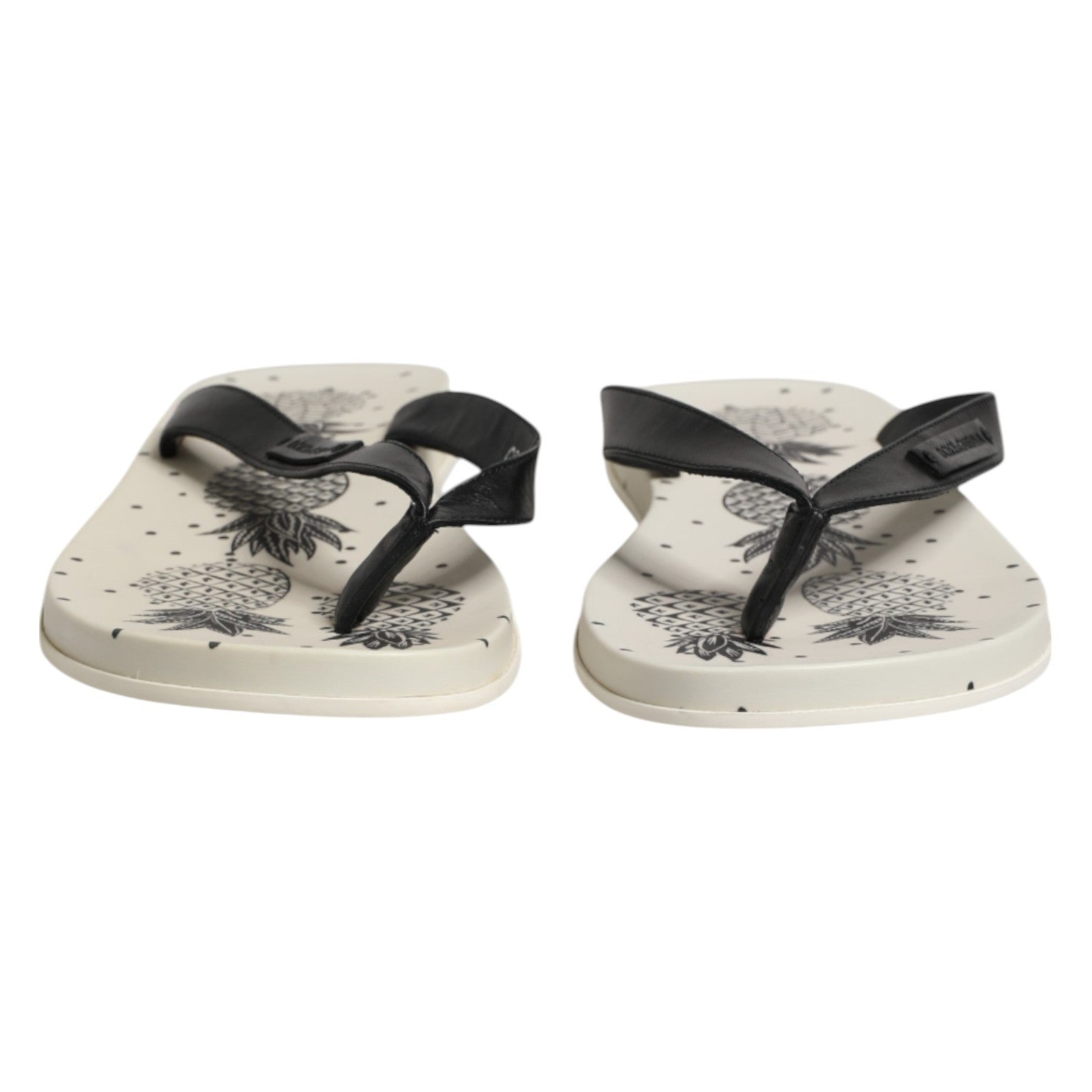Dolce & Gabbana White Pineapple Print Slides Flip Flops Shoes Curated Luxury Accessories by Orvyn