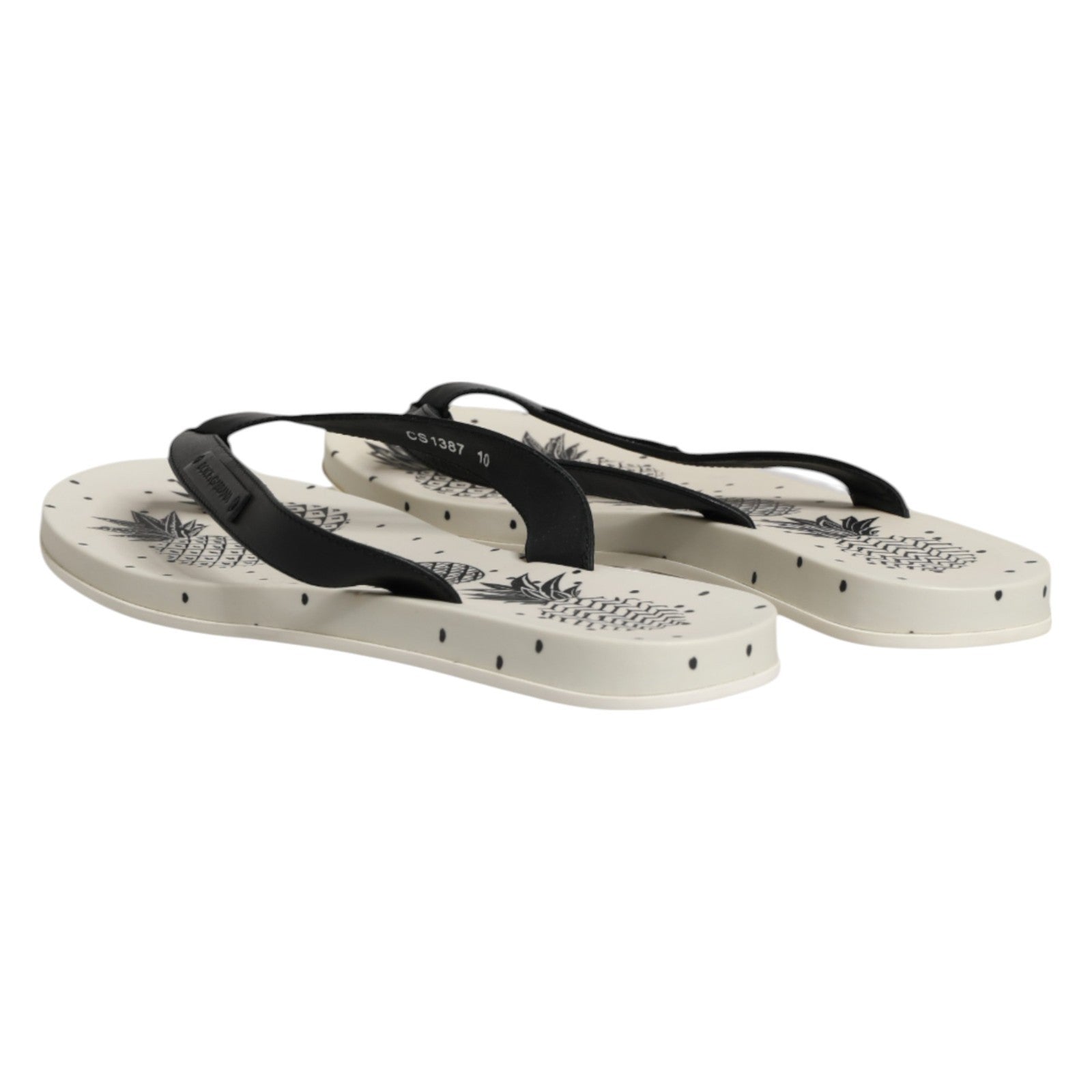 Dolce & Gabbana White Pineapple Print Slides Flip Flops Shoes Curated Luxury Accessories by Orvyn