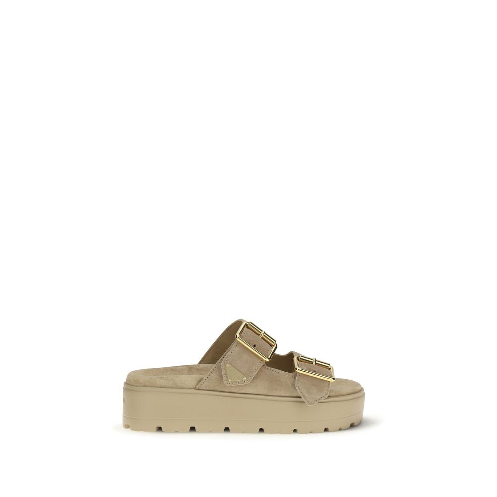 Prada Beige Calf Leather Bos Taurus Platform Sandals Curated Luxury Accessories by Orvyn