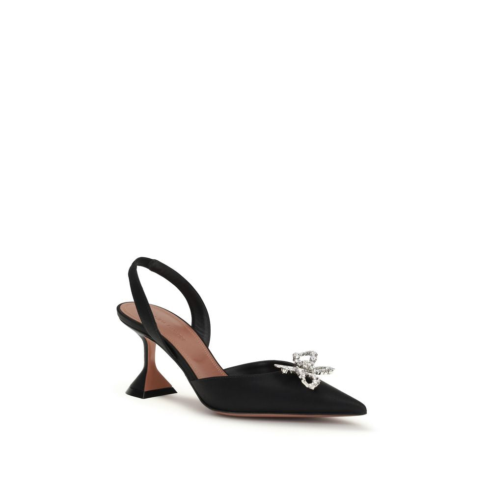 Amina Muaddi Black Silk High Heel Pumps Curated Luxury Accessories by Orvyn