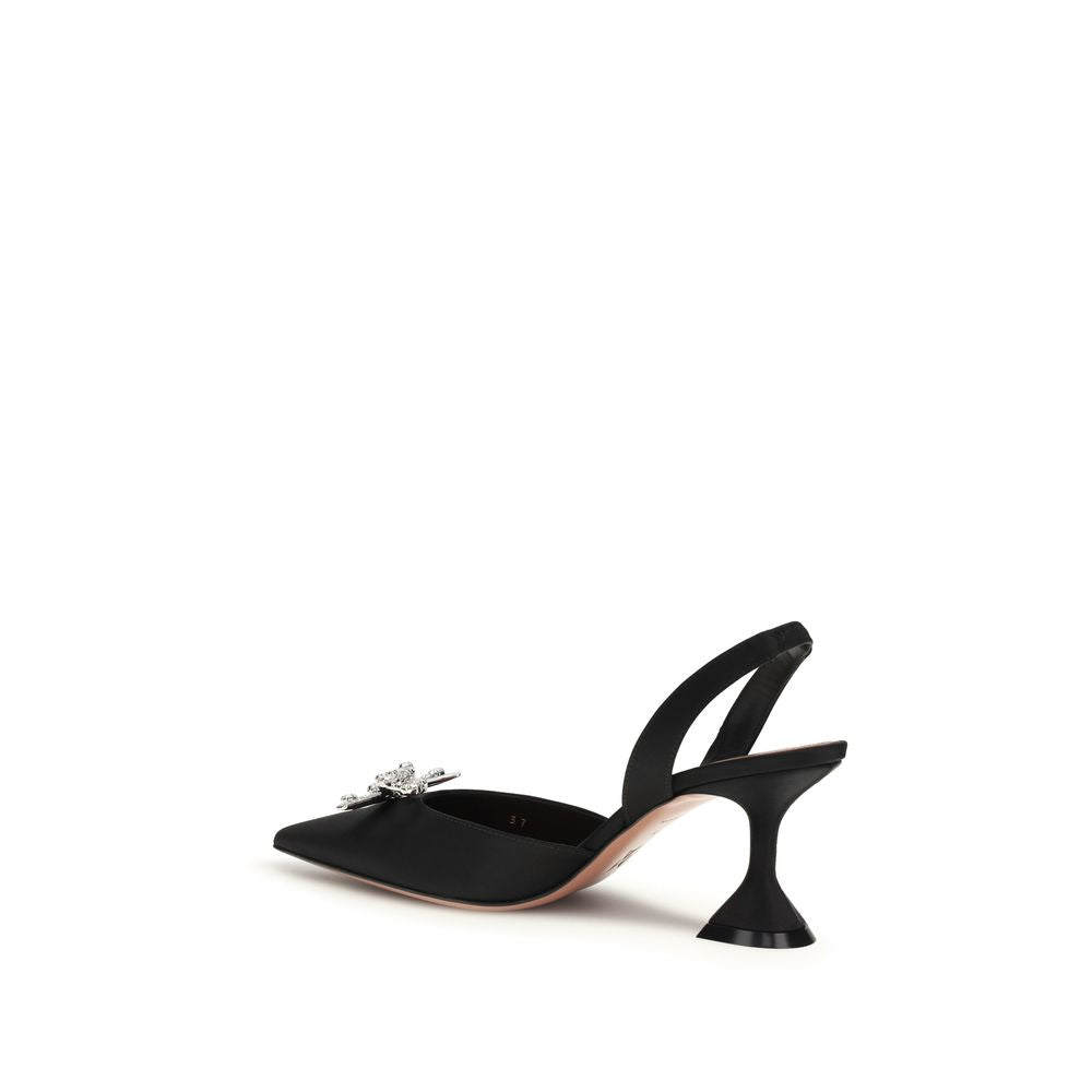 Amina Muaddi Black Silk High Heel Pumps Curated Luxury Accessories by Orvyn