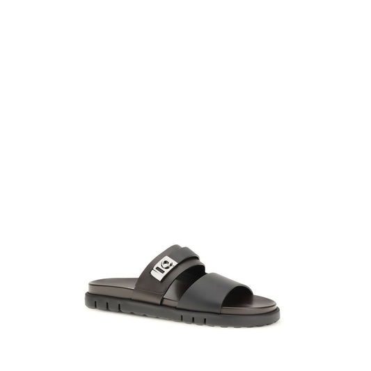 Ferragamo Black Calf Leather Bos Taurus Flat Sandals Curated Luxury Accessories by Orvyn