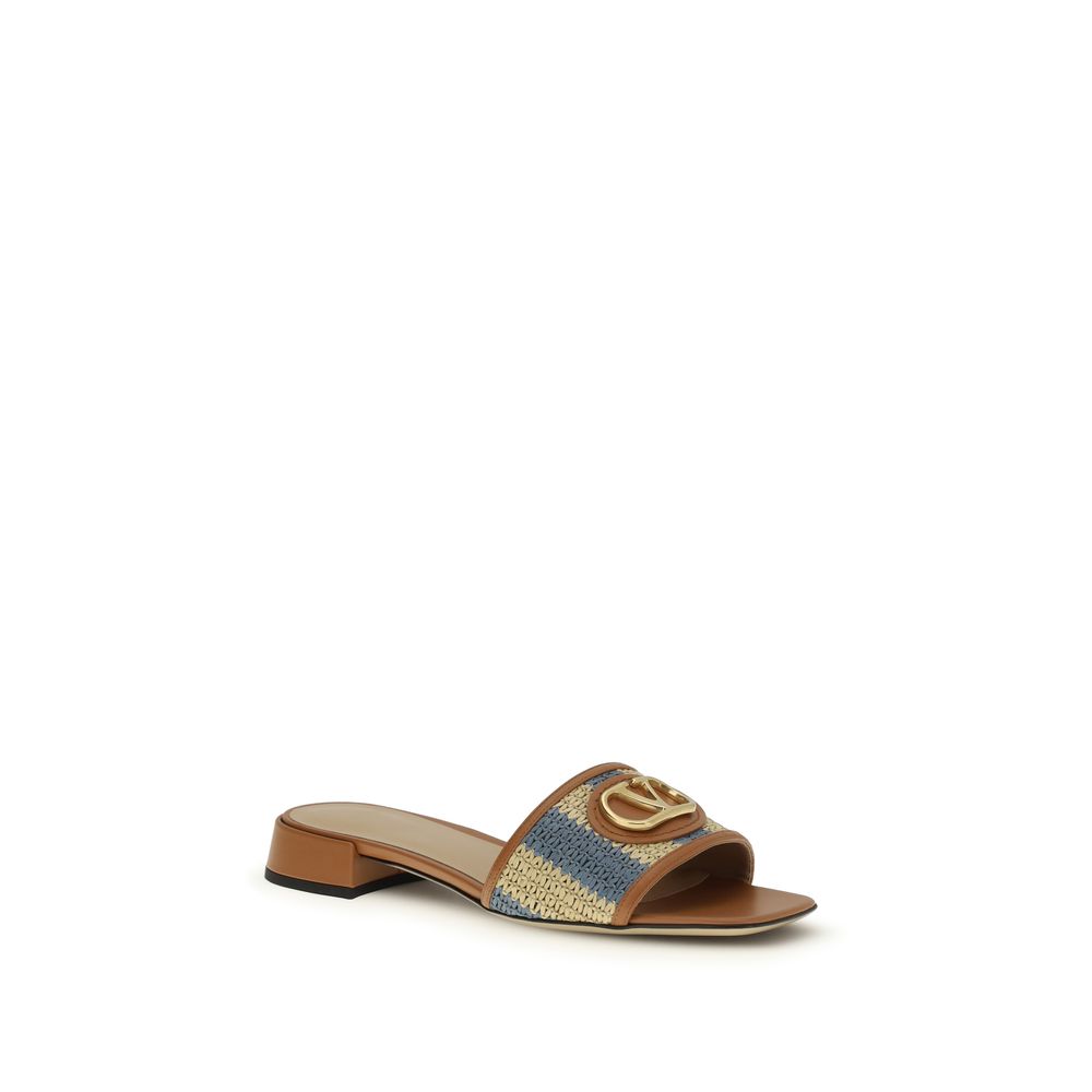 Valentino Garavani Multicolor Viscose Flat Sandals Curated Luxury Accessories by Orvyn
