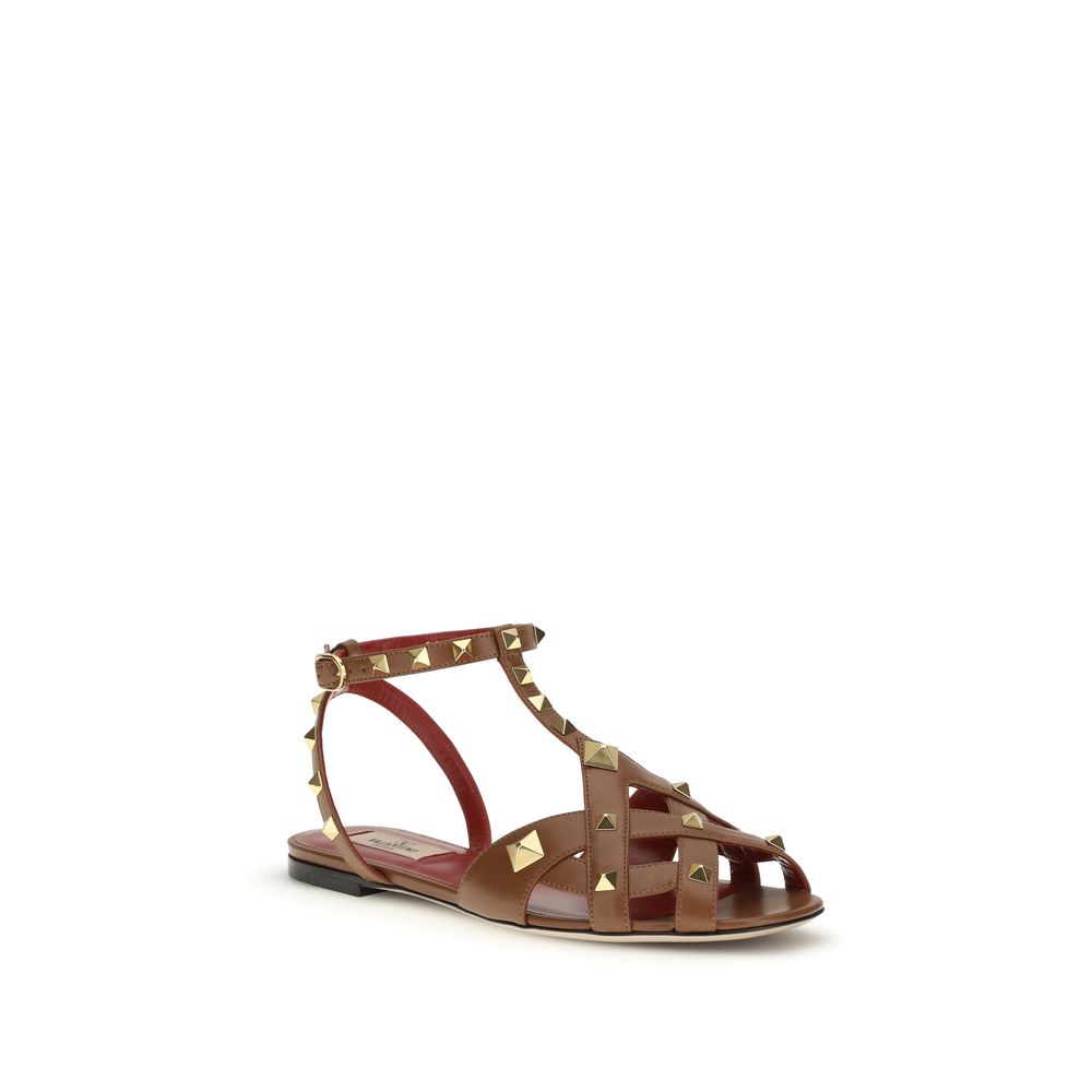 Valentino Garavani Brown Goatskin Strap-On Sandals Curated Luxury Accessories by Orvyn