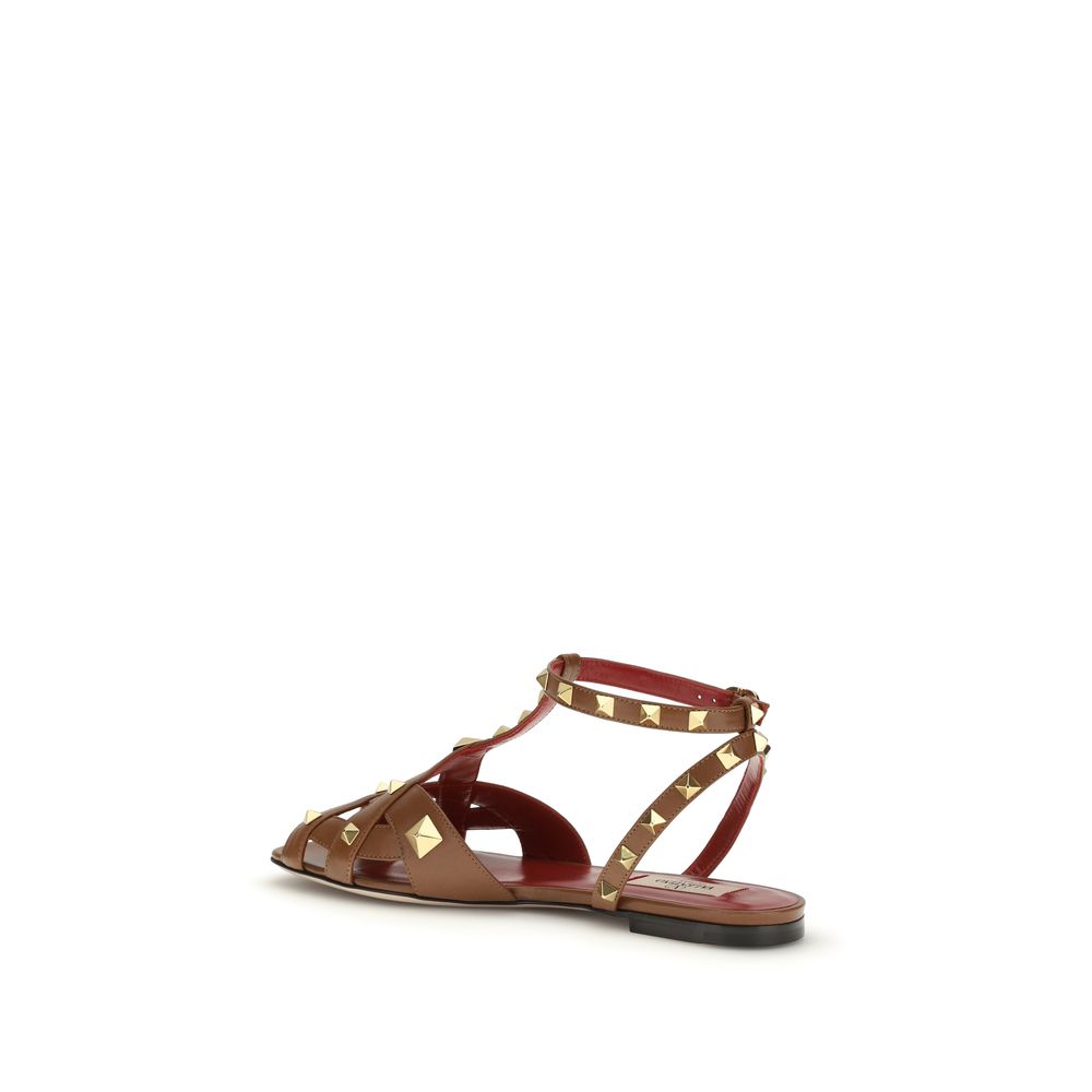 Valentino Garavani Brown Goatskin Strap-On Sandals Curated Luxury Accessories by Orvyn
