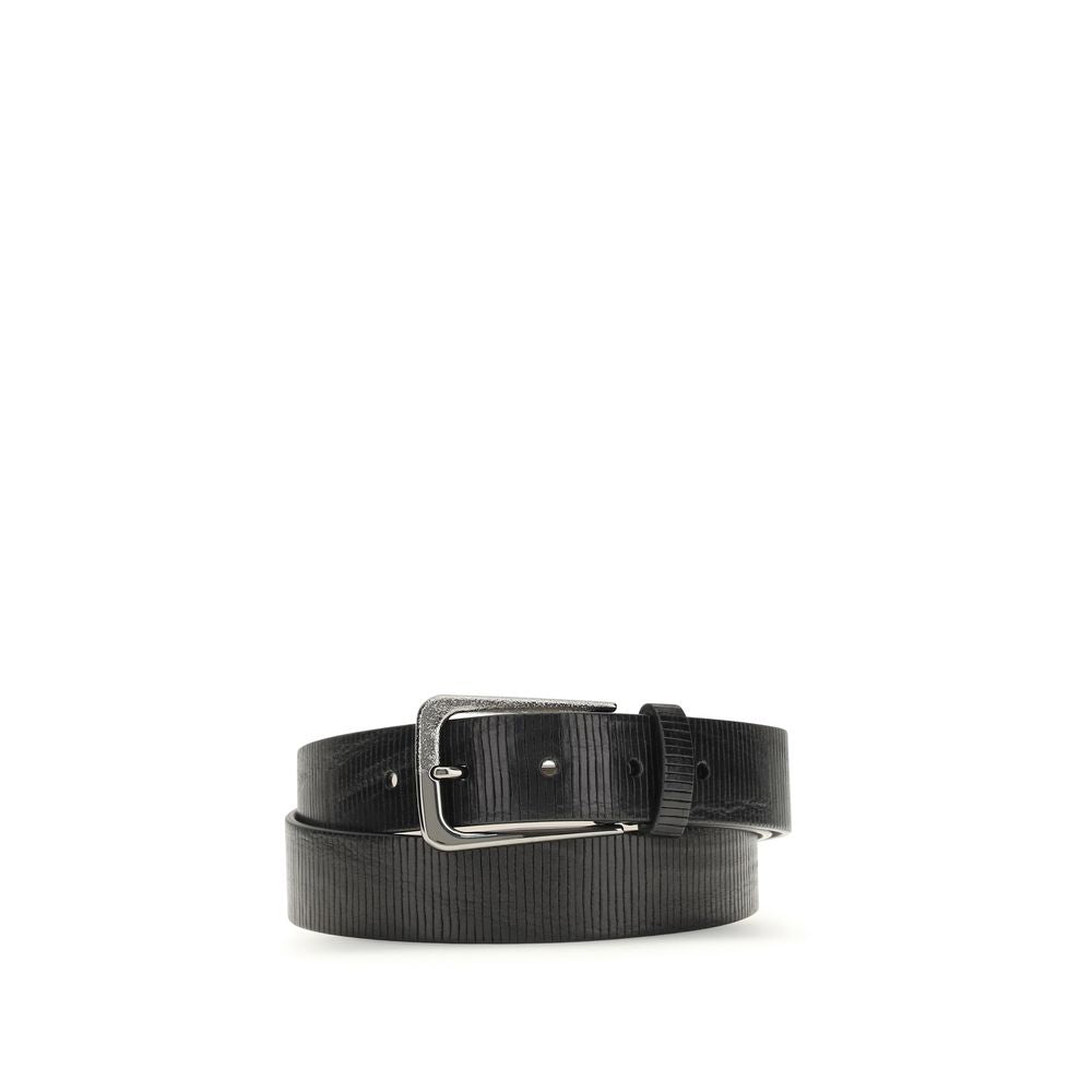 Brunello Cucinelli Black Calf Leather Bos Taurus Regular Belt Curated Luxury Accessories by Orvyn