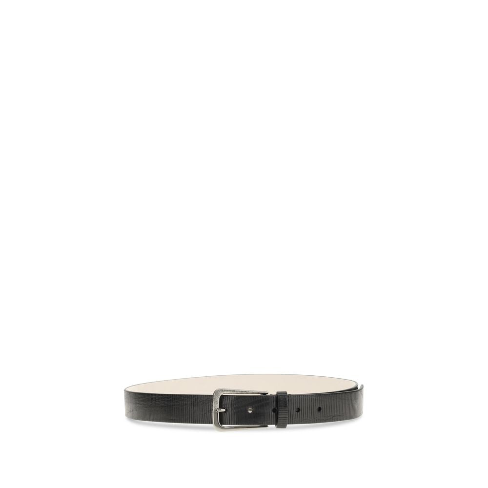 Brunello Cucinelli Black Calf Leather Bos Taurus Regular Belt Curated Luxury Accessories by Orvyn