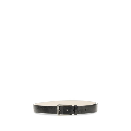 Brunello Cucinelli Black Calf Leather Bos Taurus Regular Belt Curated Luxury Accessories by Orvyn