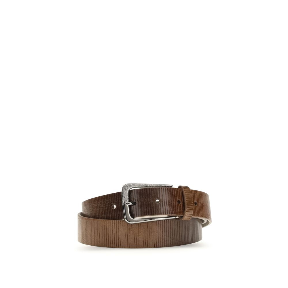 Brunello Cucinelli Brown Calf Leather Bos Taurus Regular Belt Curated Luxury Accessories by Orvyn