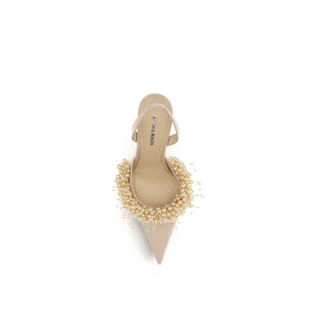 MACH & MACH Beige Silk High Heel Pumps Curated Luxury Accessories by Orvyn