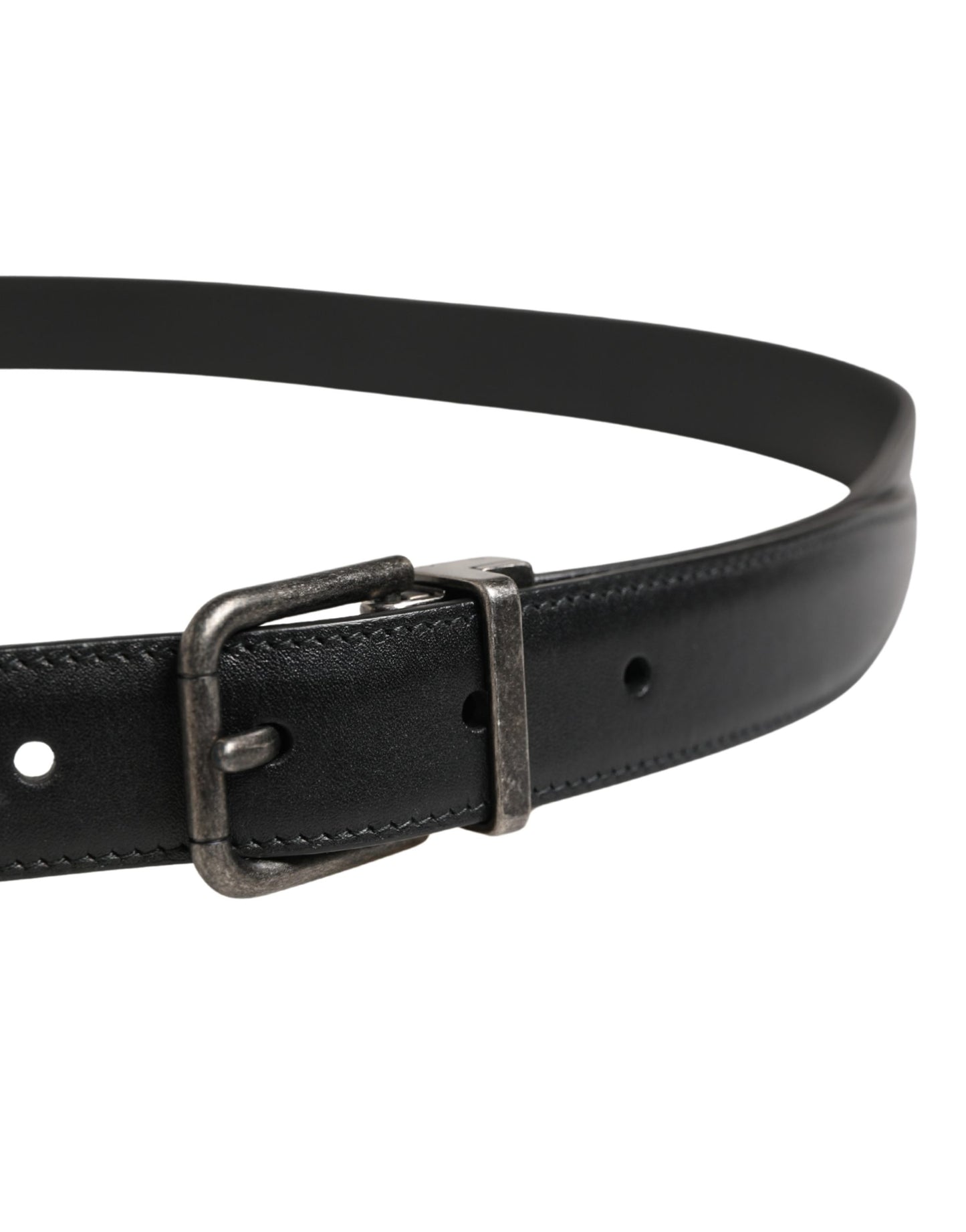 Dolce & Gabbana Men Black Classic Leather Metal Buckle Belt Curated Luxury Accessories by Orvyn