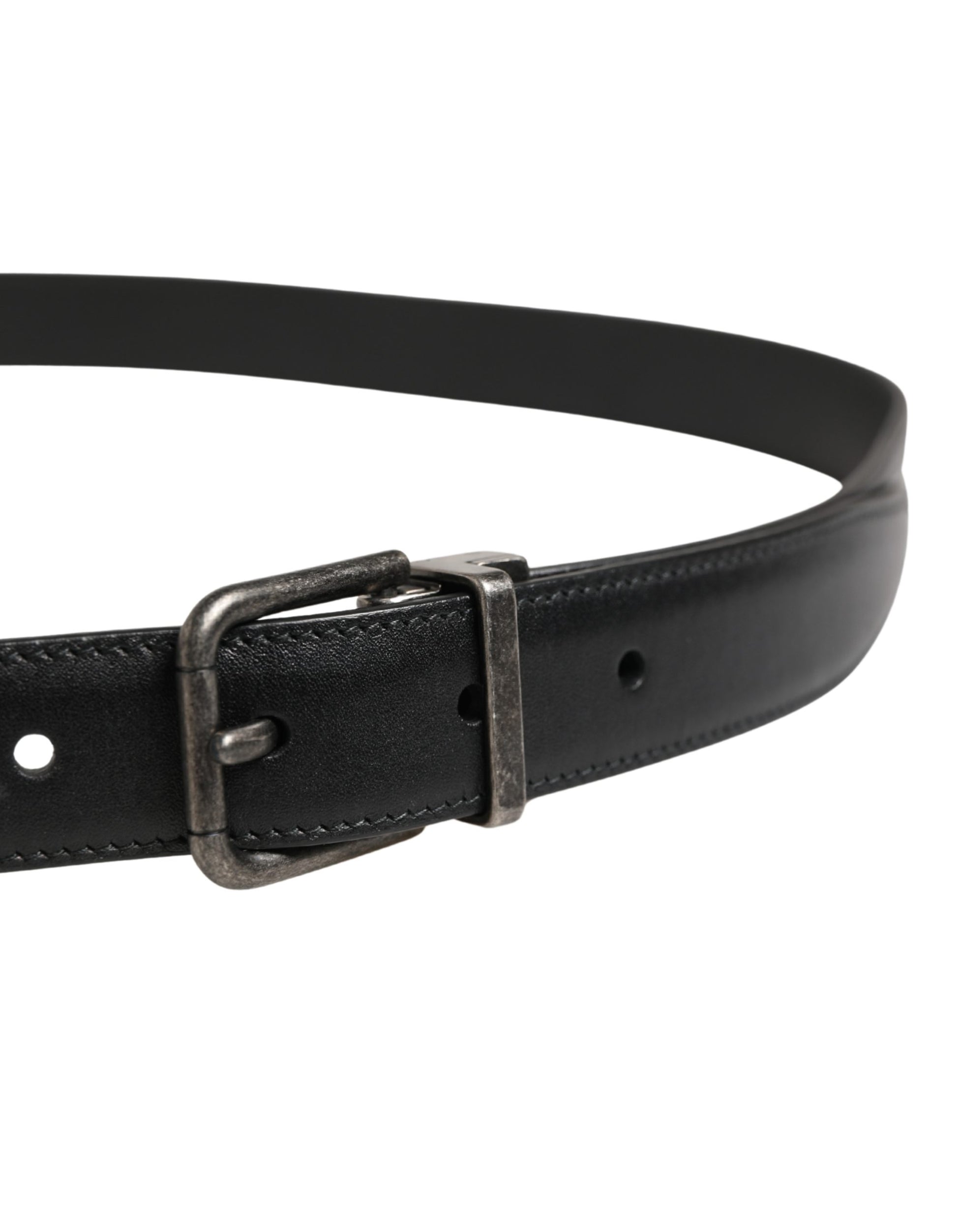 Dolce & Gabbana Men Black Classic Leather Metal Buckle Belt Curated Luxury Accessories by Orvyn