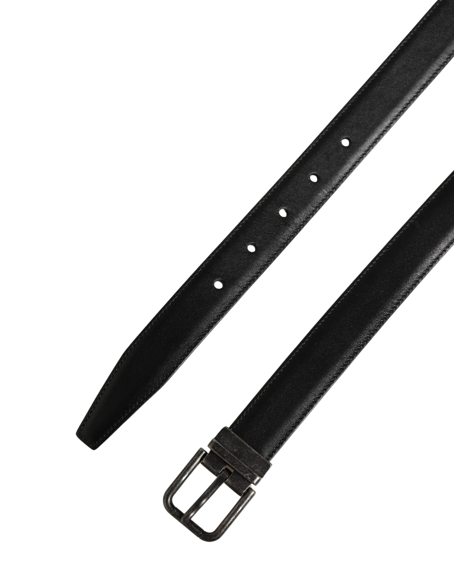 Dolce & Gabbana Men Black Classic Leather Metal Buckle Belt Curated Luxury Accessories by Orvyn
