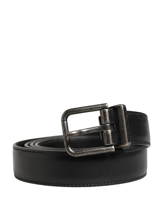 Dolce & Gabbana Men Black Classic Leather Metal Buckle Belt Curated Luxury Accessories by Orvyn