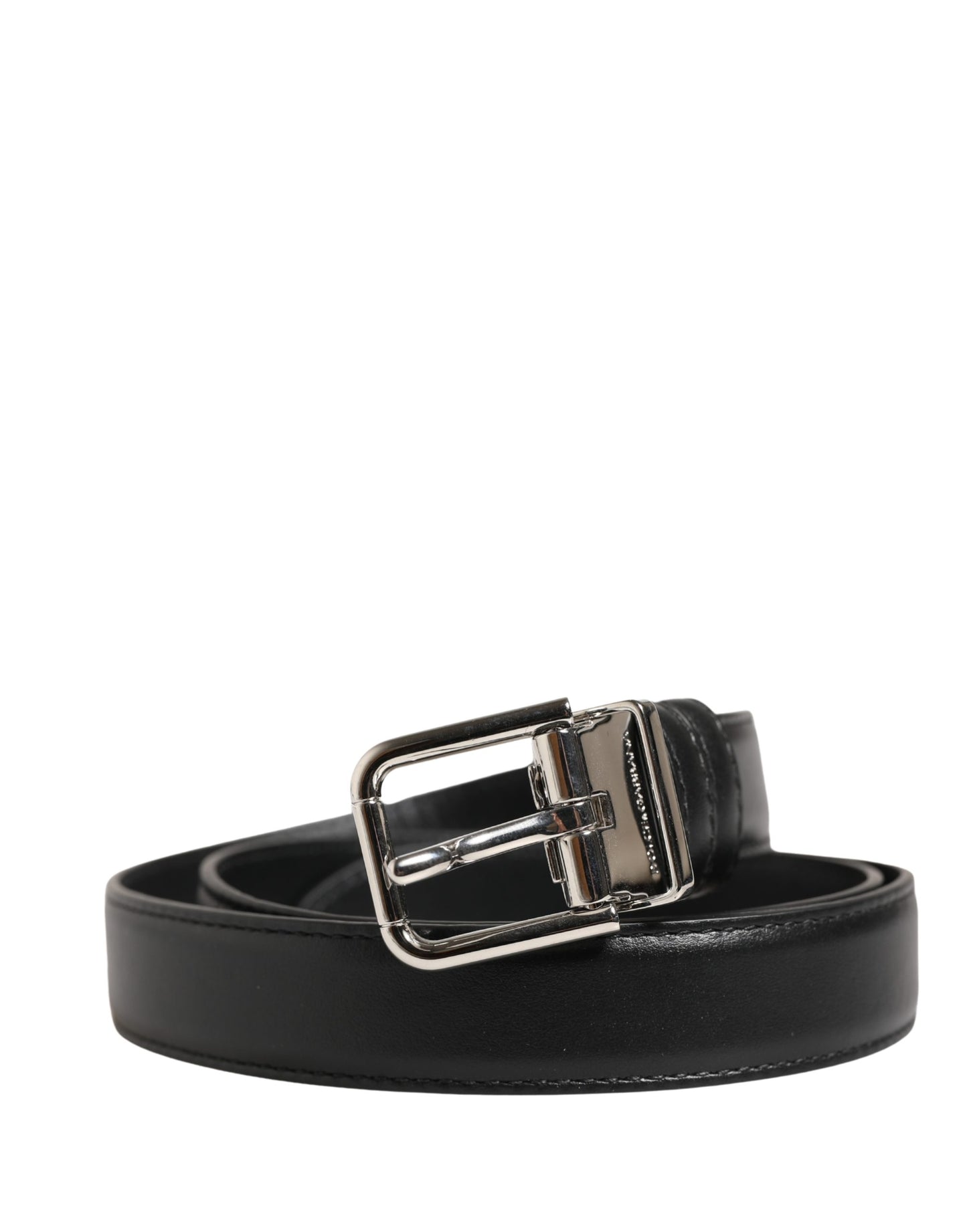 Dolce & Gabbana Men Black Classic Leather Metal Buckle Belt Curated Luxury Accessories by Orvyn