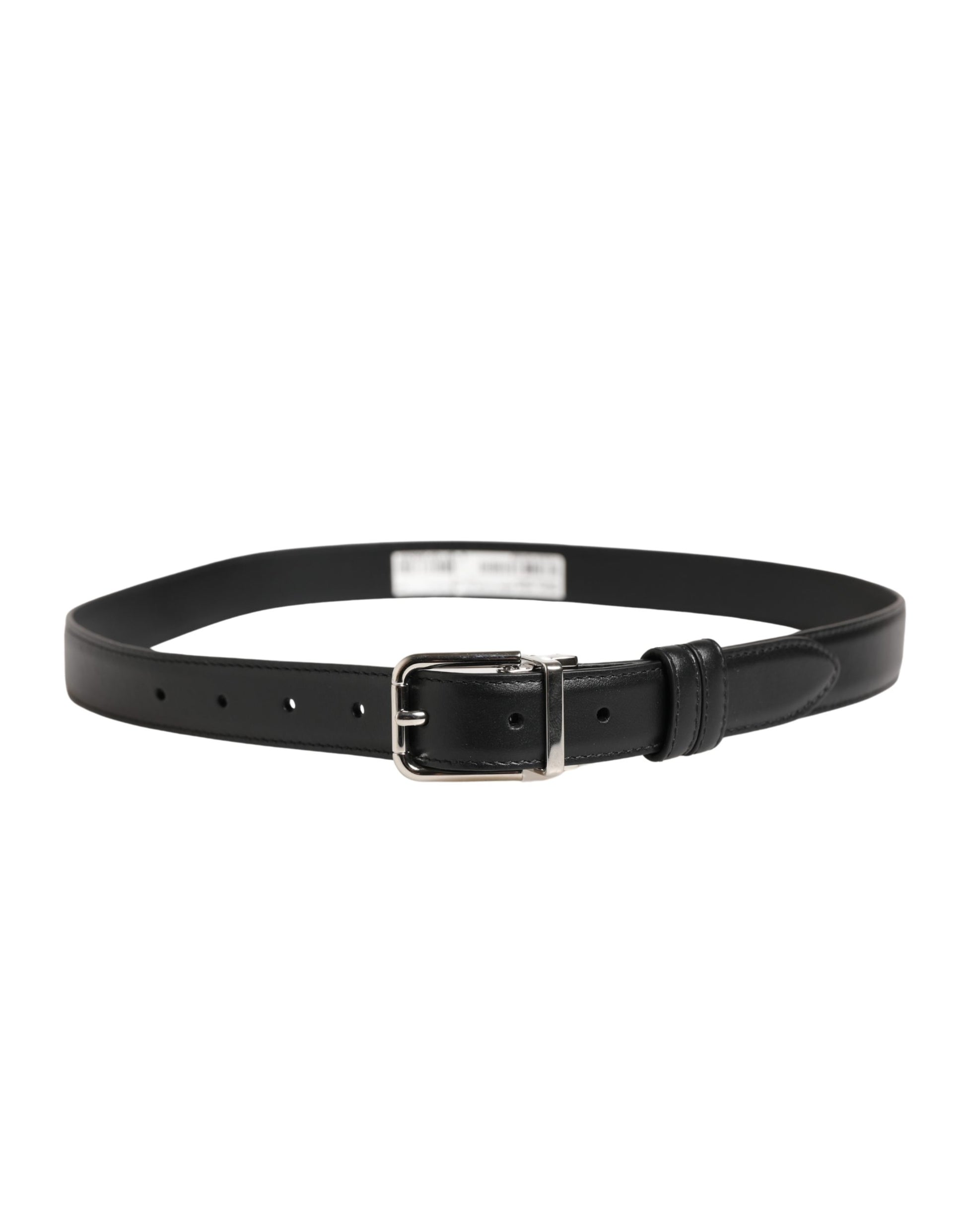 Dolce & Gabbana Men Black Classic Leather Metal Buckle Belt Curated Luxury Accessories by Orvyn