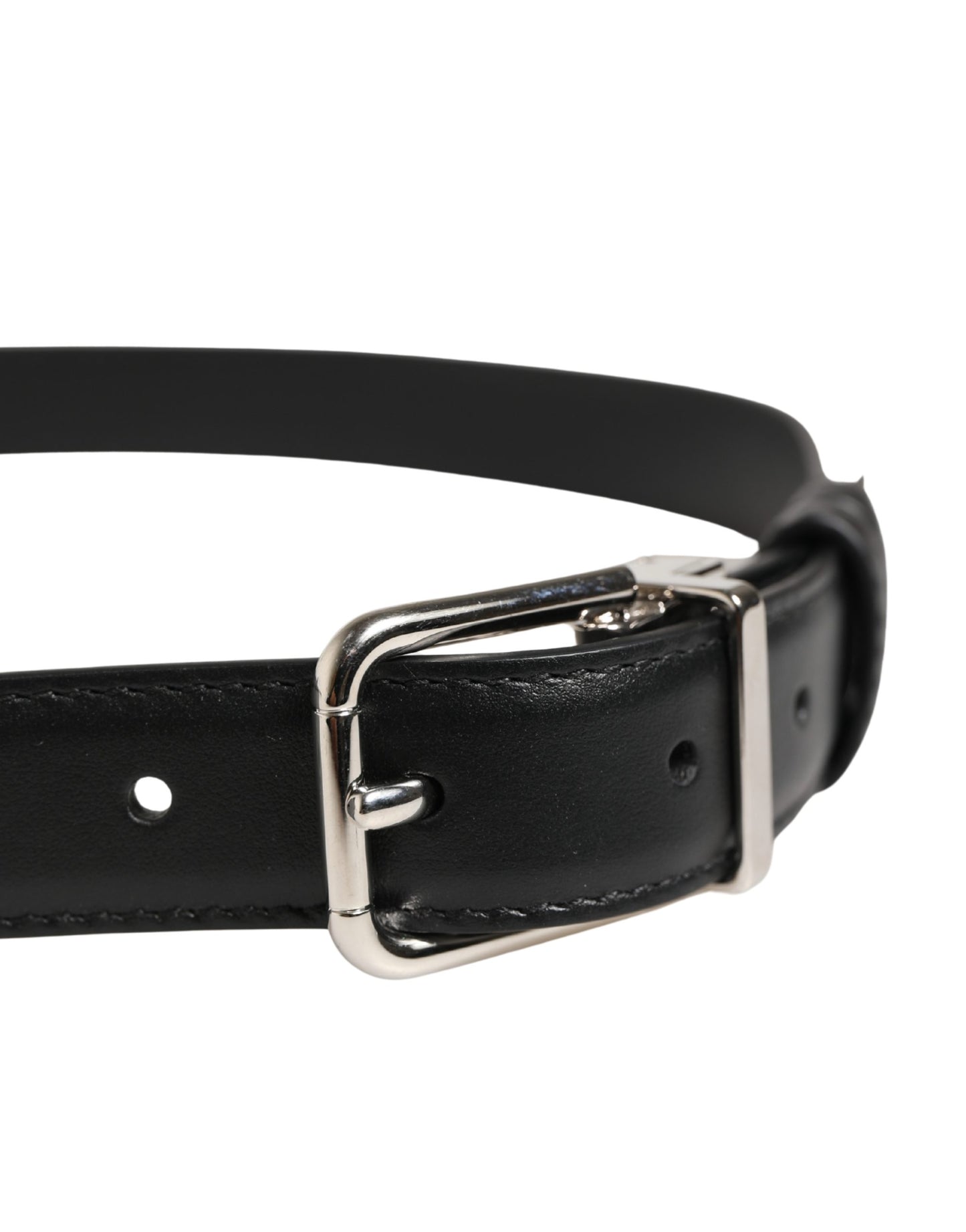 Dolce & Gabbana Men Black Classic Leather Metal Buckle Belt Curated Luxury Accessories by Orvyn