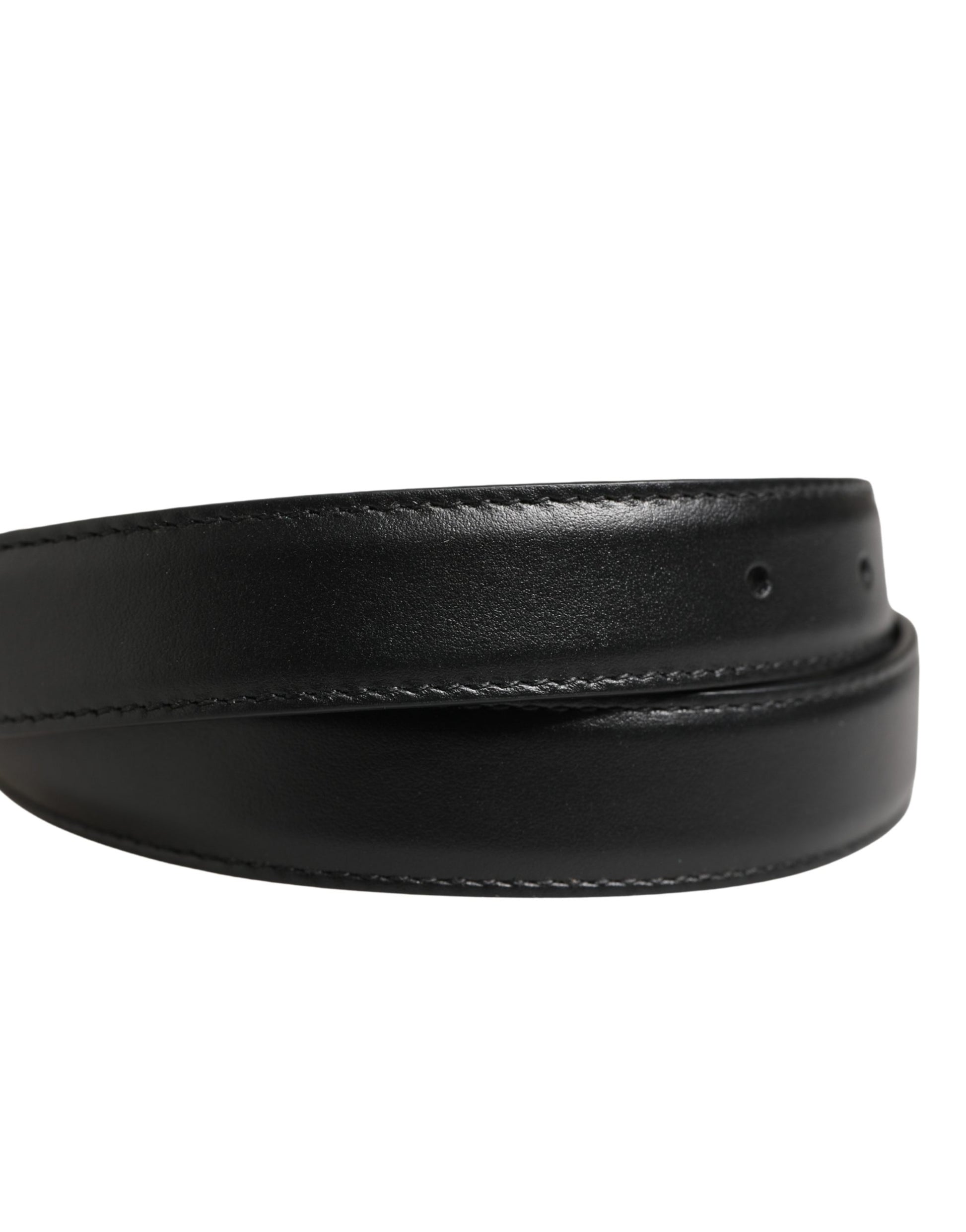 Dolce & Gabbana Men Black Classic Leather Metal Buckle Belt Curated Luxury Accessories by Orvyn