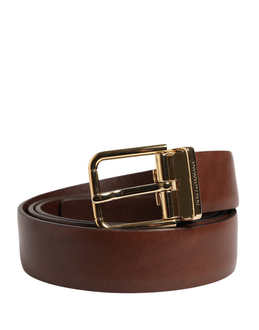 Dolce & Gabbana Men Brown Classic Leather Metal Buckle Belt Curated Luxury Accessories by Orvyn