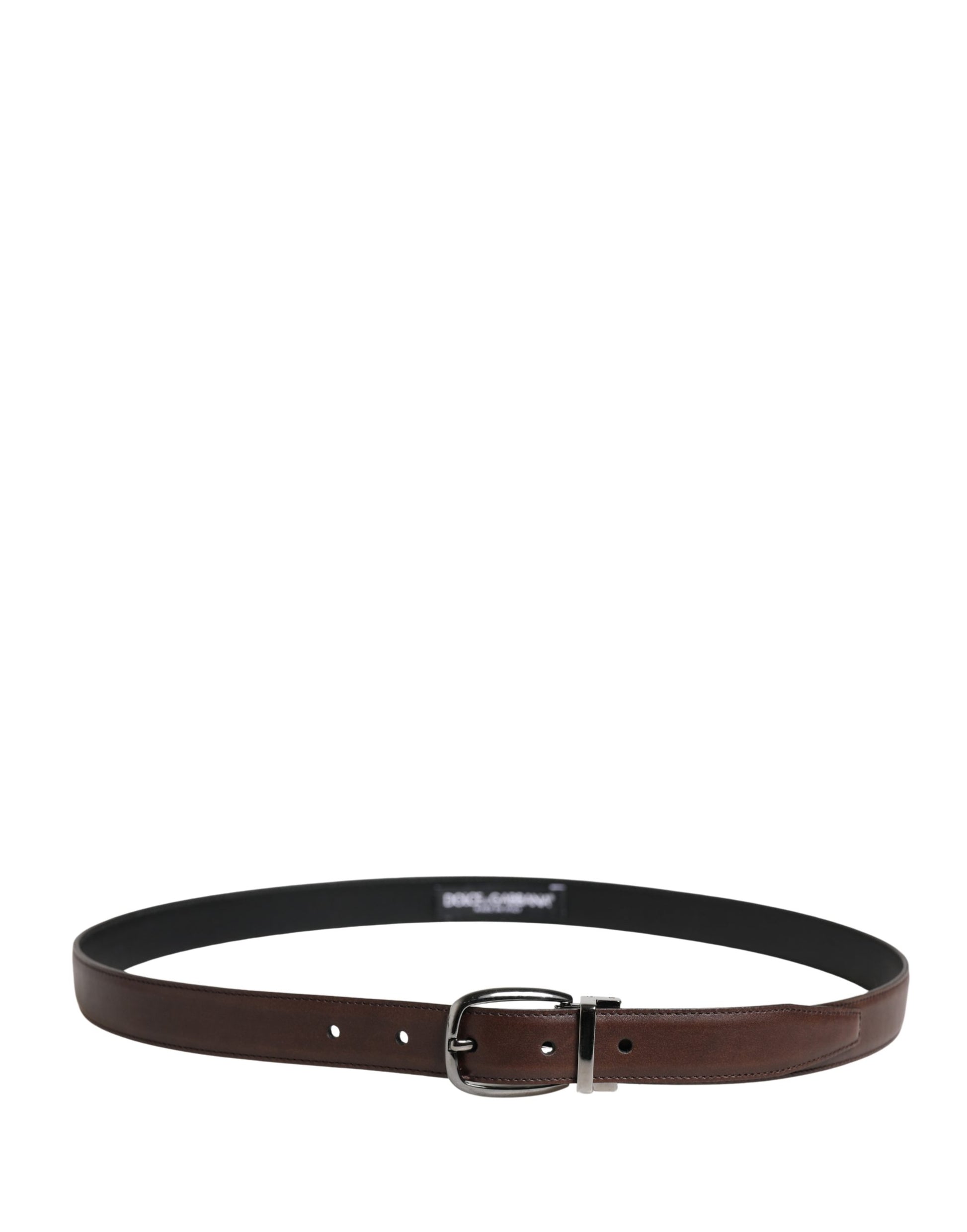 Dolce & Gabbana Men Brown Classic Leather Metal Buckle Belt Curated Luxury Accessories by Orvyn