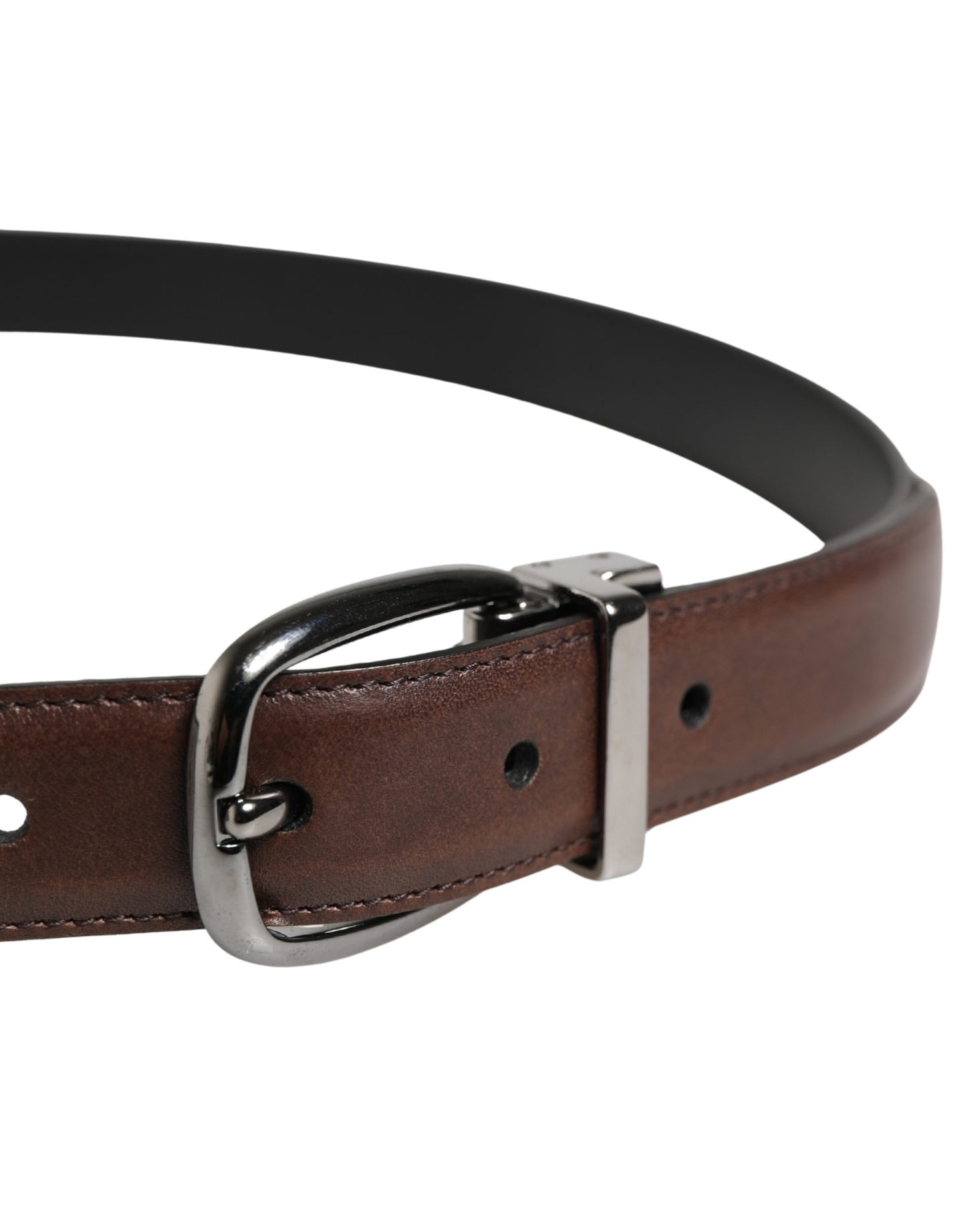 Dolce & Gabbana Men Brown Classic Leather Metal Buckle Belt Curated Luxury Accessories by Orvyn