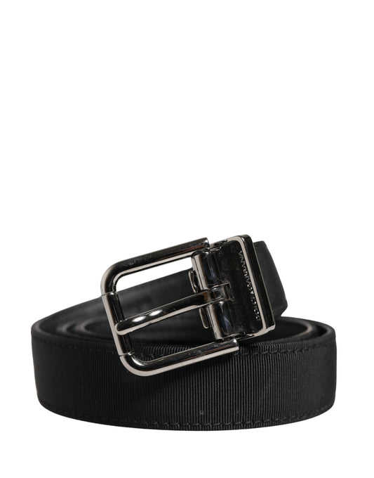 Dolce & Gabbana Men Black Viscose Leather Metal Buckle Belt Curated Luxury Accessories by Orvyn