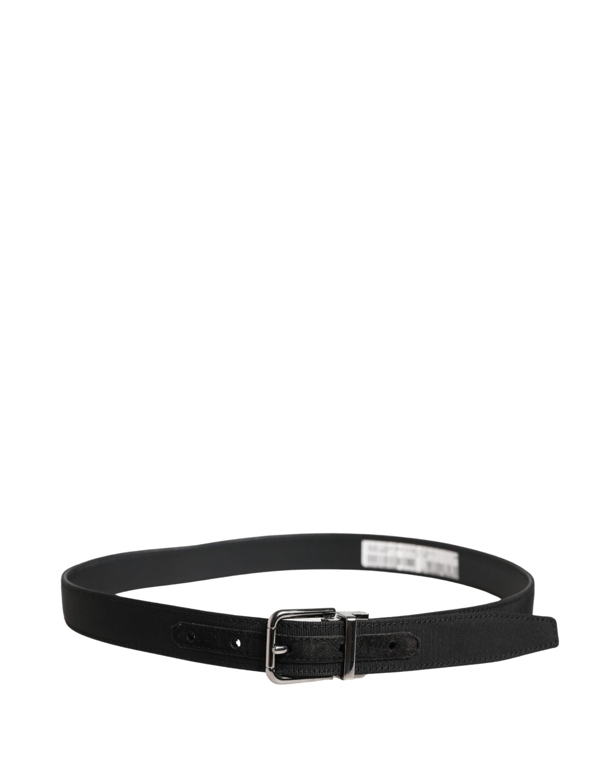 Dolce & Gabbana Men Black Viscose Leather Metal Buckle Belt Curated Luxury Accessories by Orvyn