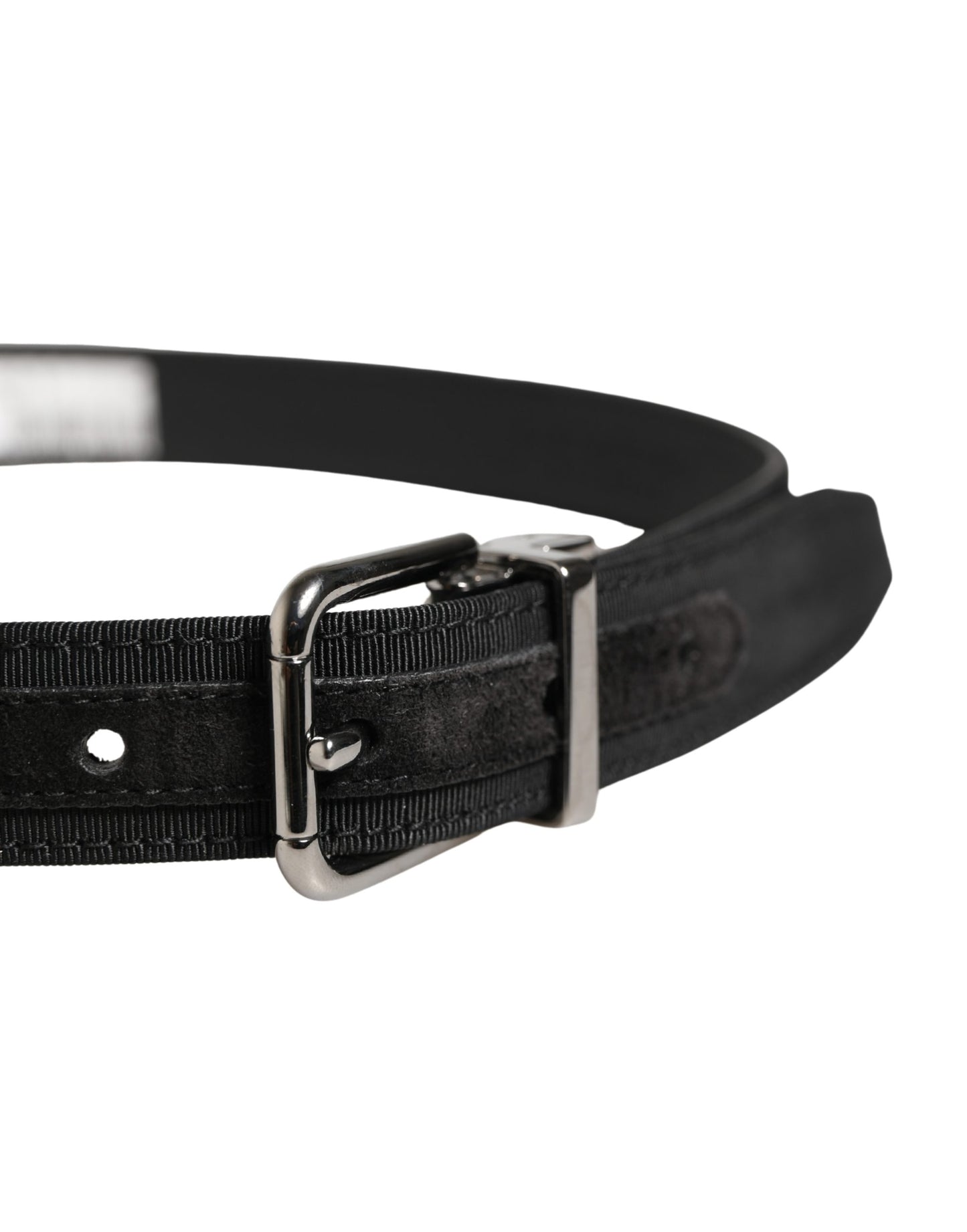 Dolce & Gabbana Men Black Viscose Leather Metal Buckle Belt Curated Luxury Accessories by Orvyn