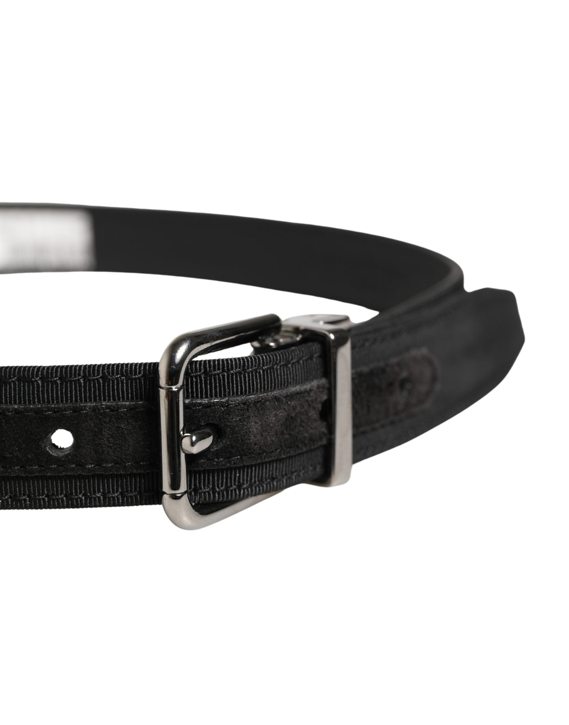 Dolce & Gabbana Men Black Viscose Leather Metal Buckle Belt Curated Luxury Accessories by Orvyn