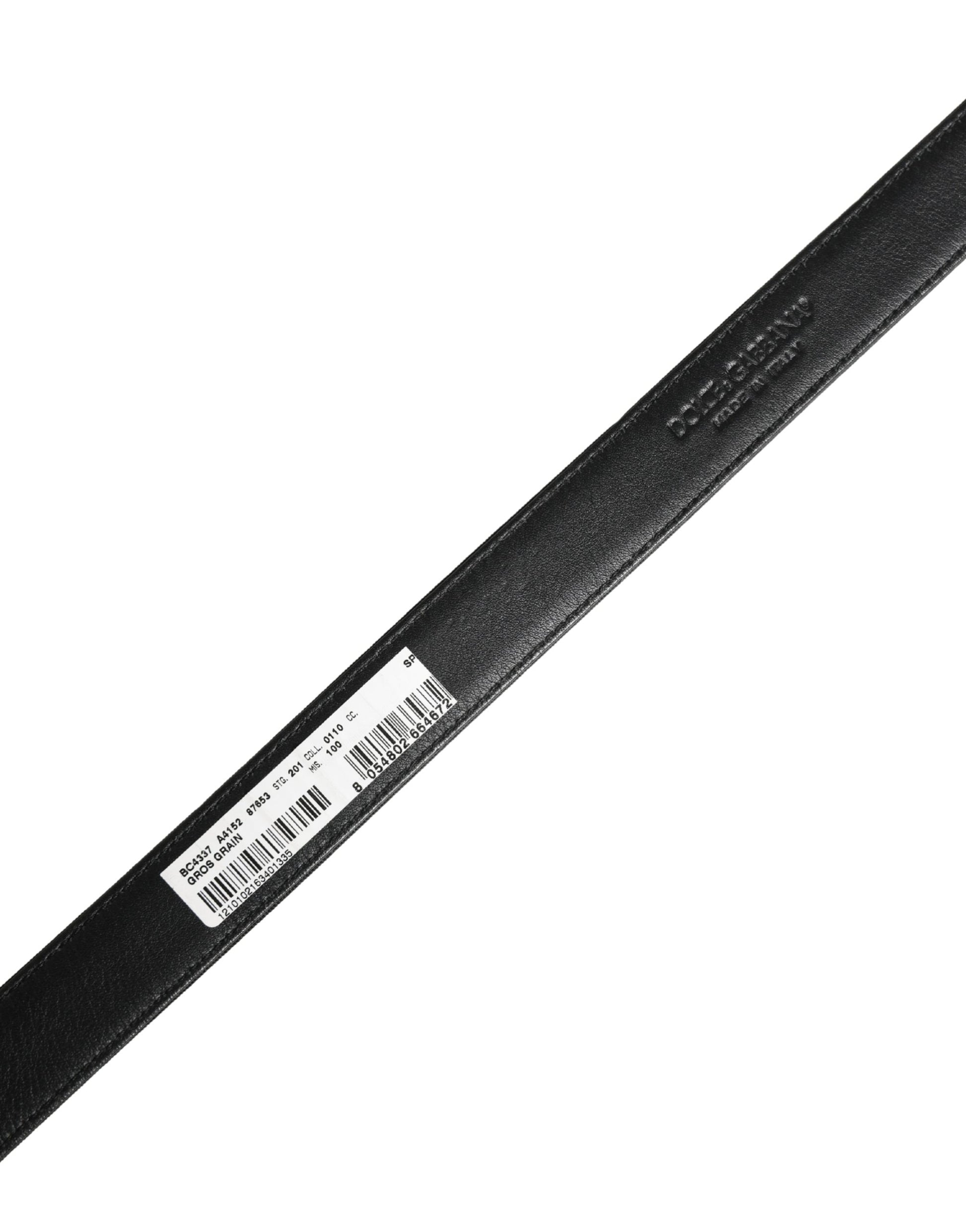 Dolce & Gabbana Men Black Viscose Leather Metal Buckle Belt Curated Luxury Accessories by Orvyn
