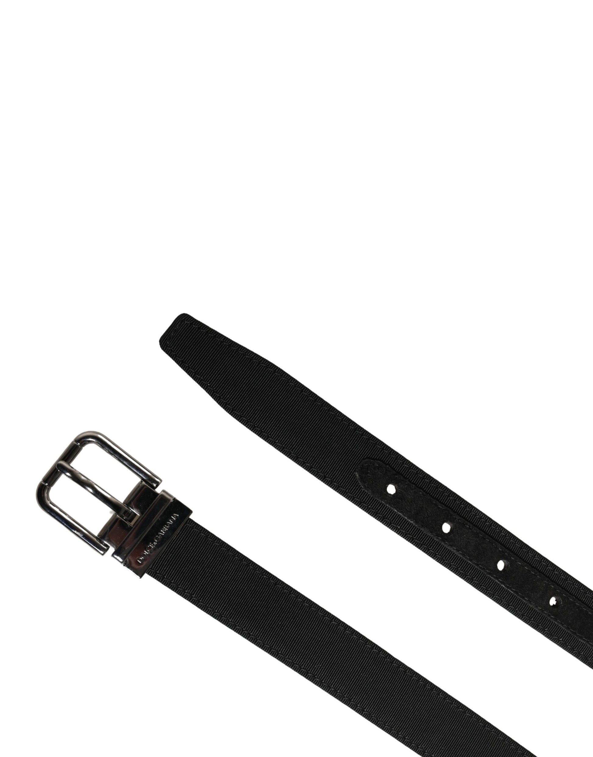 Dolce & Gabbana Men Black Viscose Leather Metal Buckle Belt Curated Luxury Accessories by Orvyn